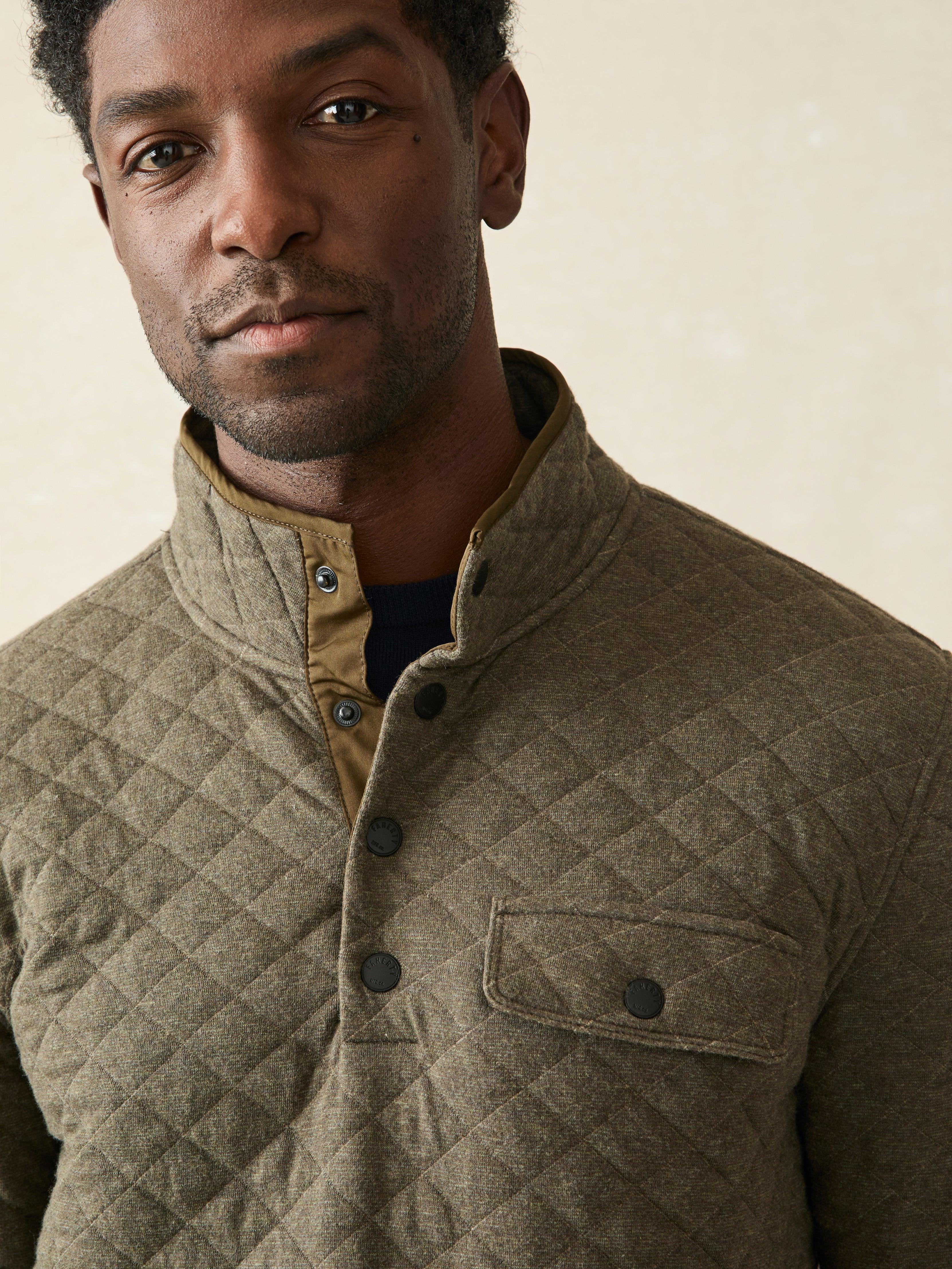 Epic Quilted Fleece Pullover - Olive Melange