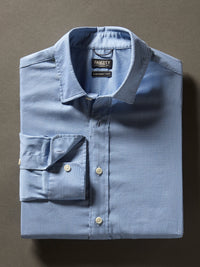 Flat lay image of the Movement Shirt in Azure Pincheck