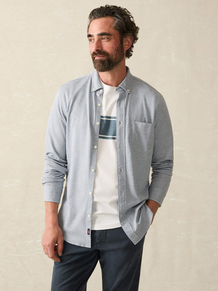 Coastline Knit Shirt (Tall) Oceanside Blue Faherty Brand