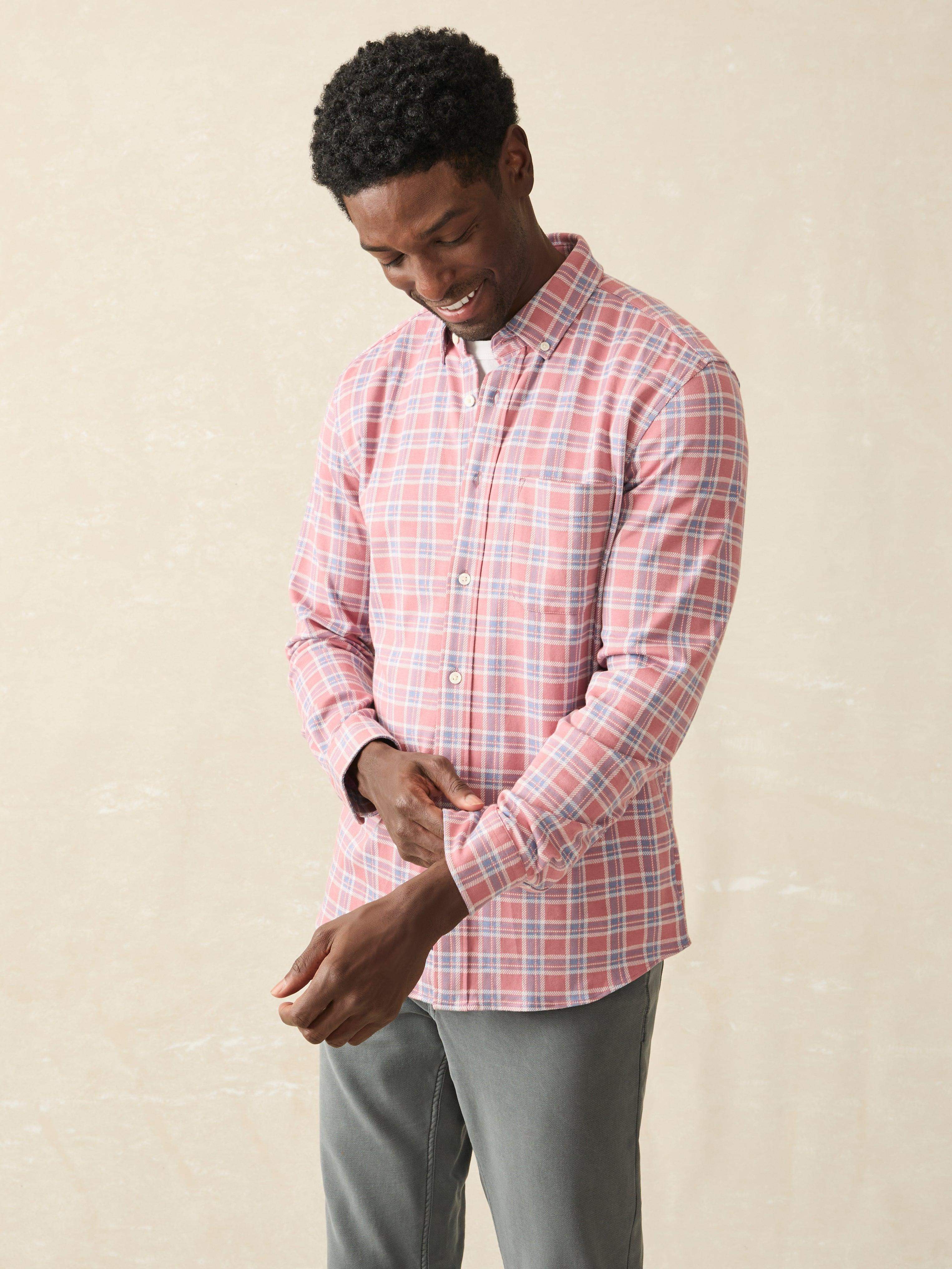 Coastline Knit Shirt (Tall) - River Rose Plaid