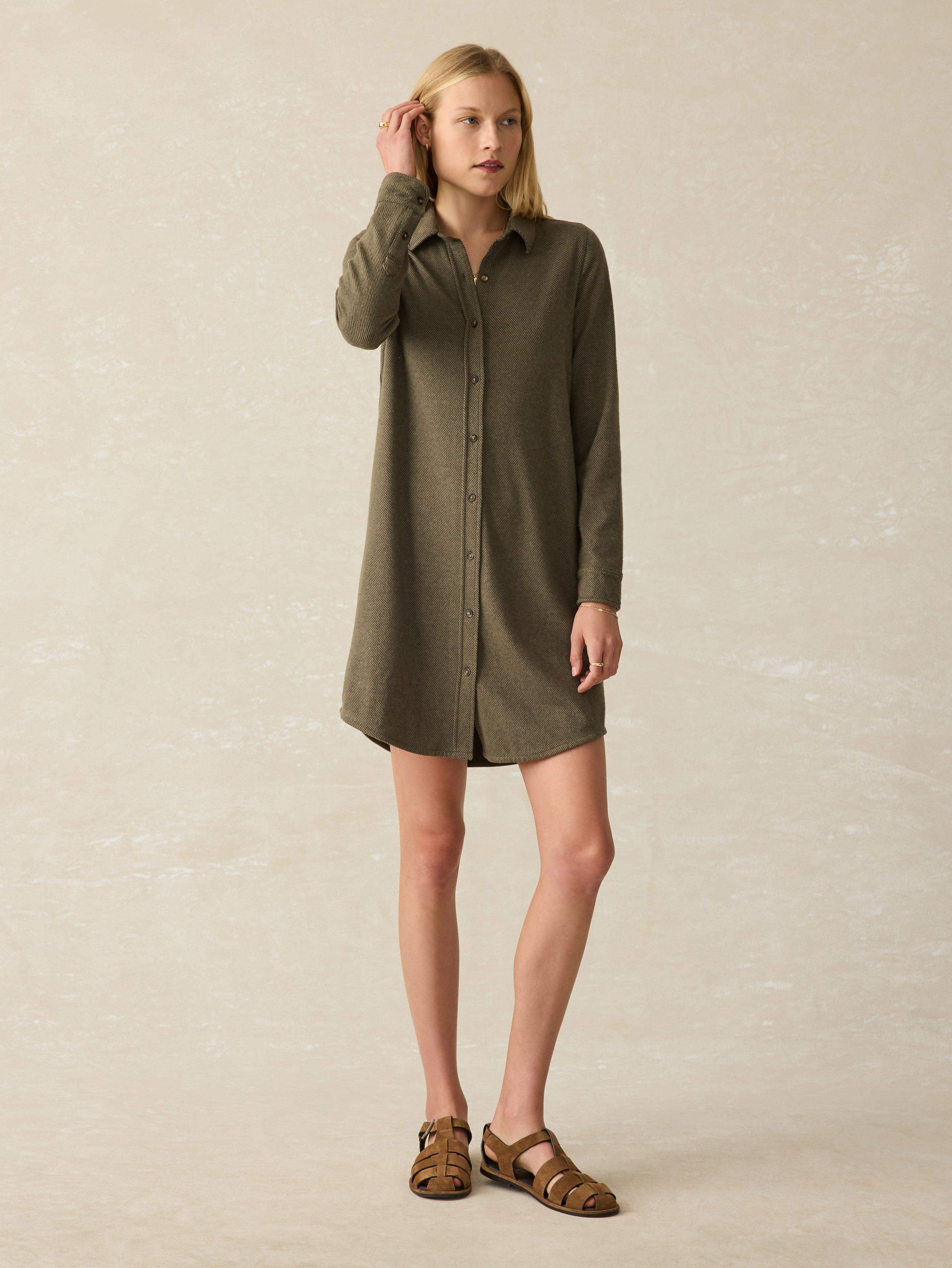 Legend™ Sweater Dress - Olive Melange Twill
