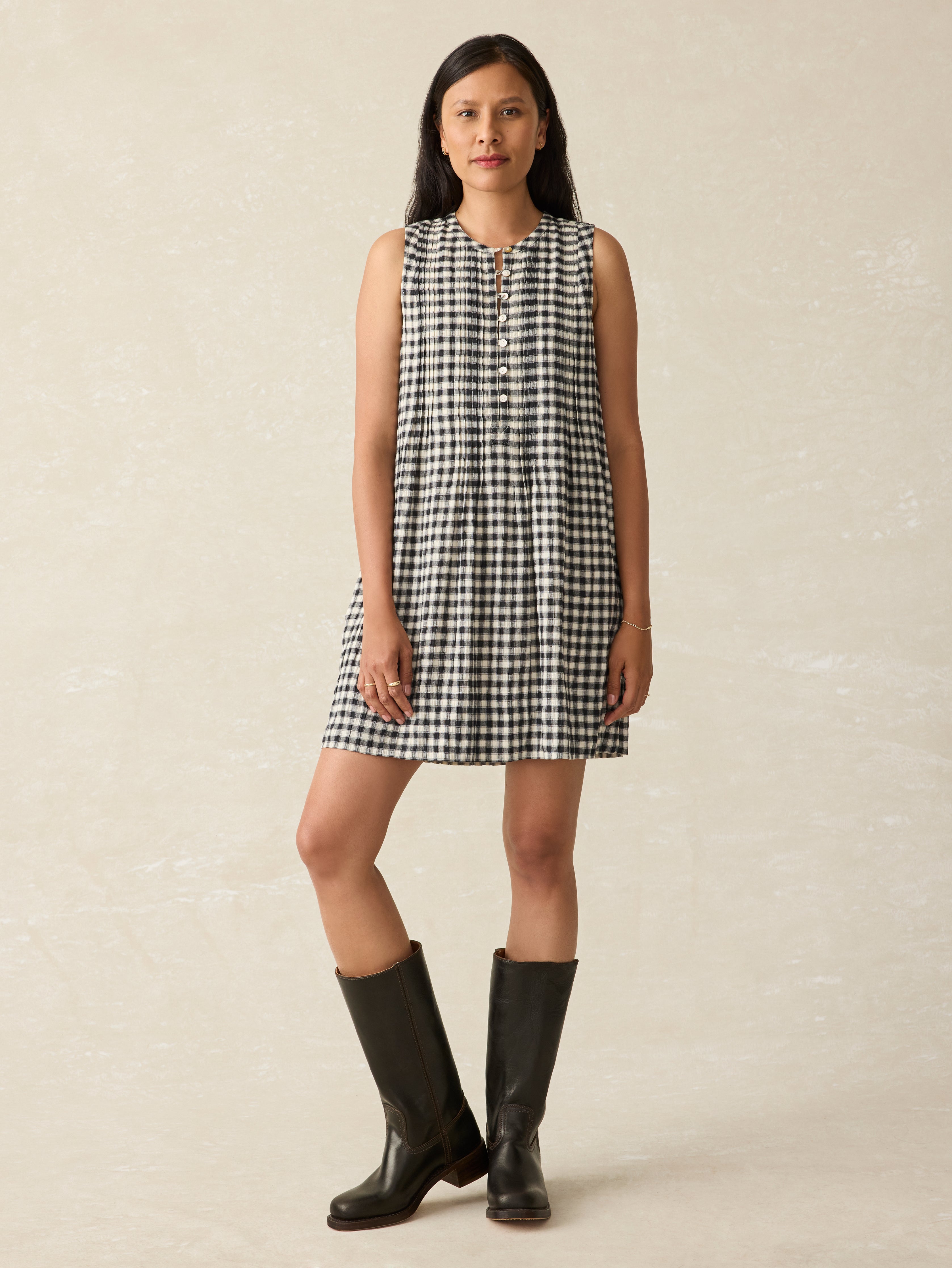 Isha Gingham Dress - Moonlit