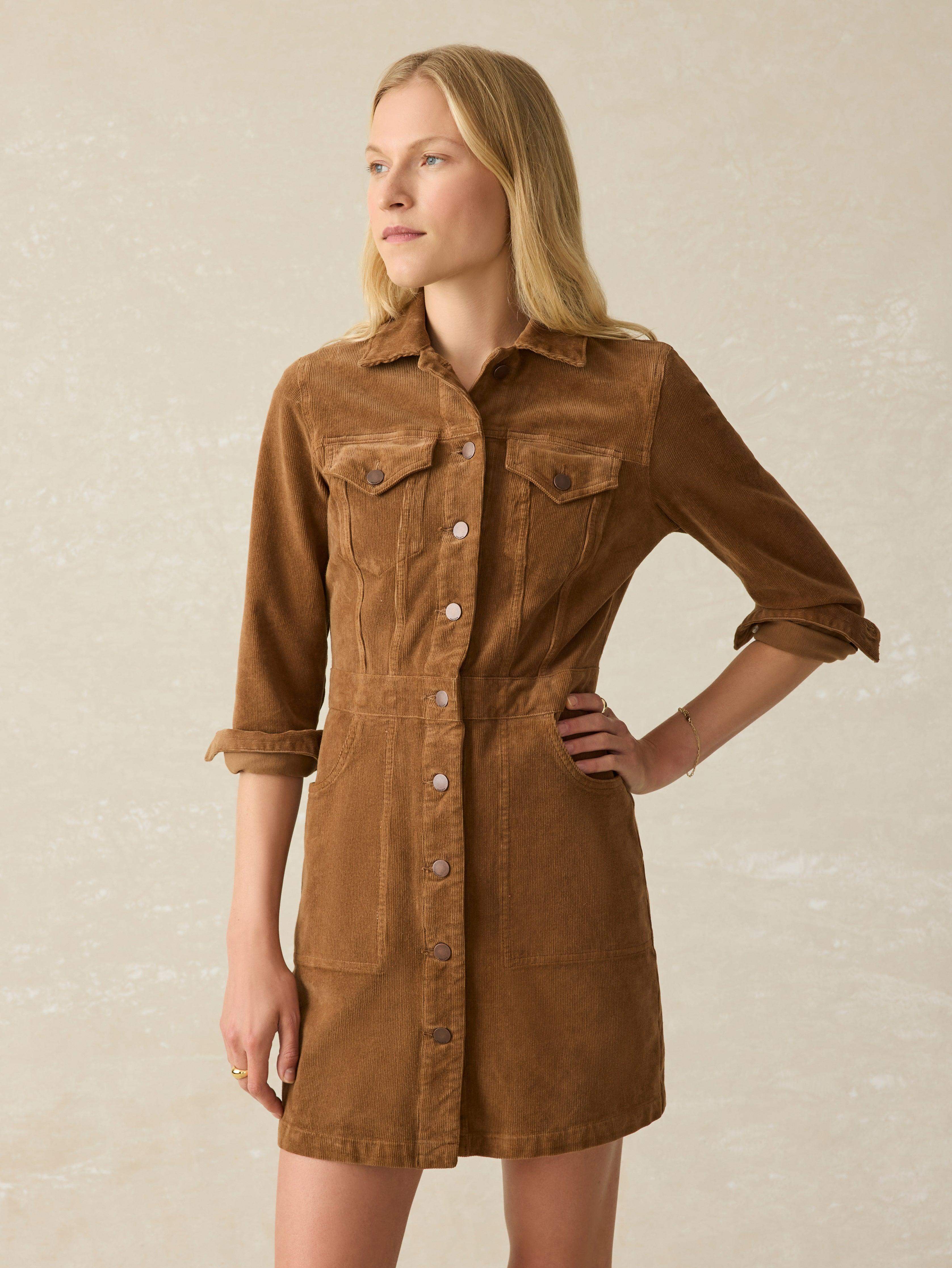 Softstretch Cord Michelle Dress - Brown