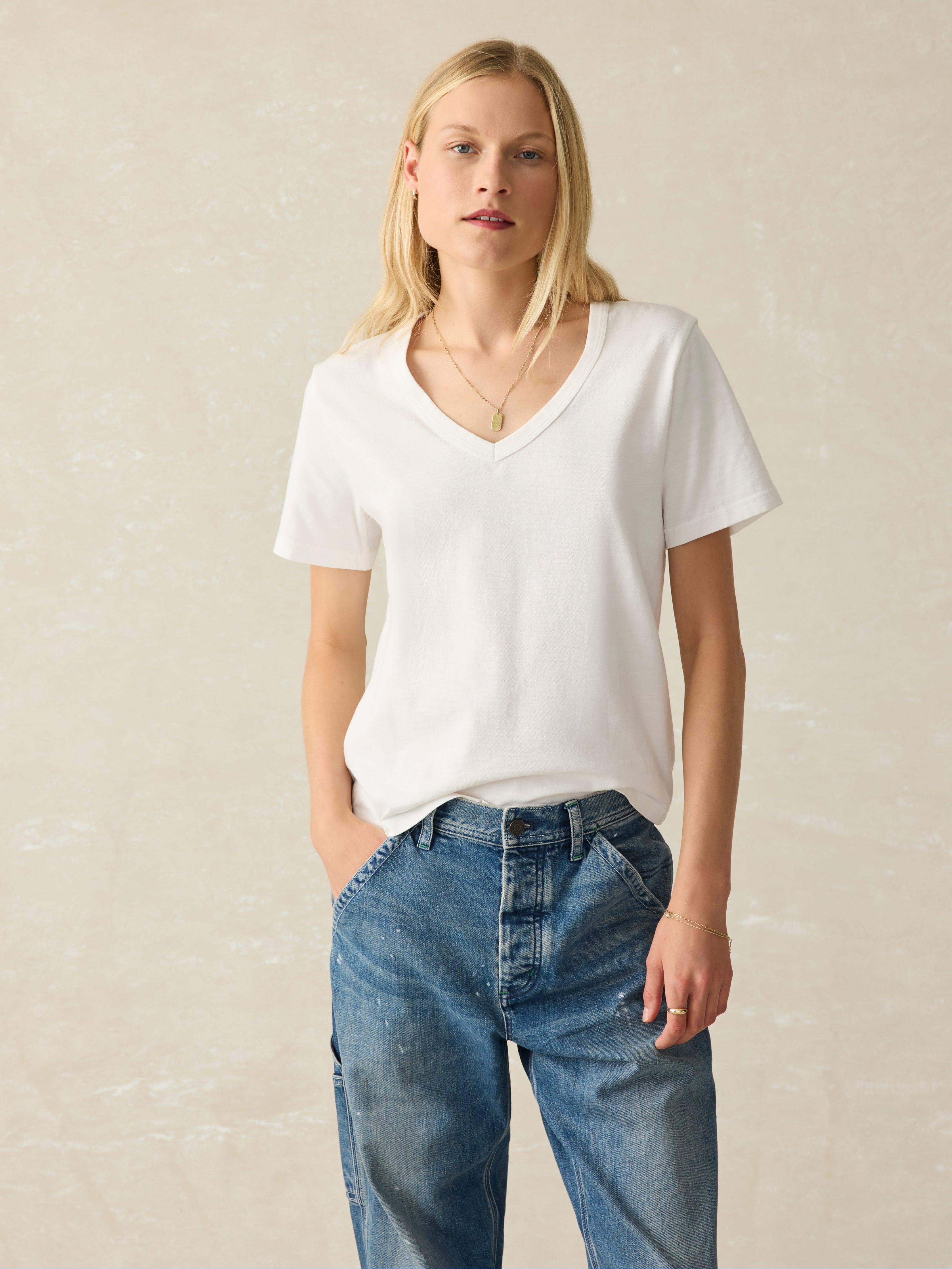 Sunwashed V-Neck Tee - White