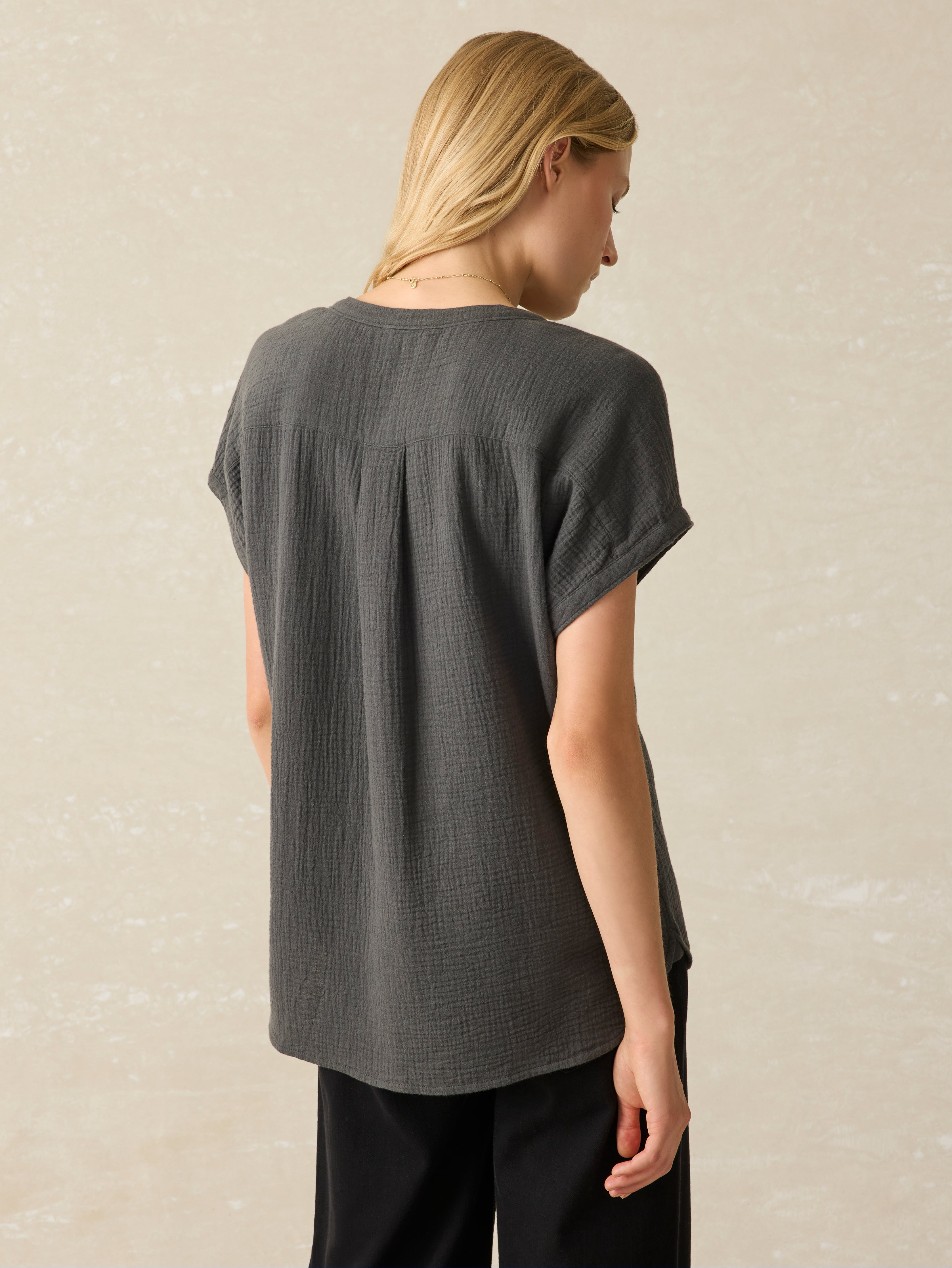 Dream Cotton Gauze Desmond Top - Washed Black