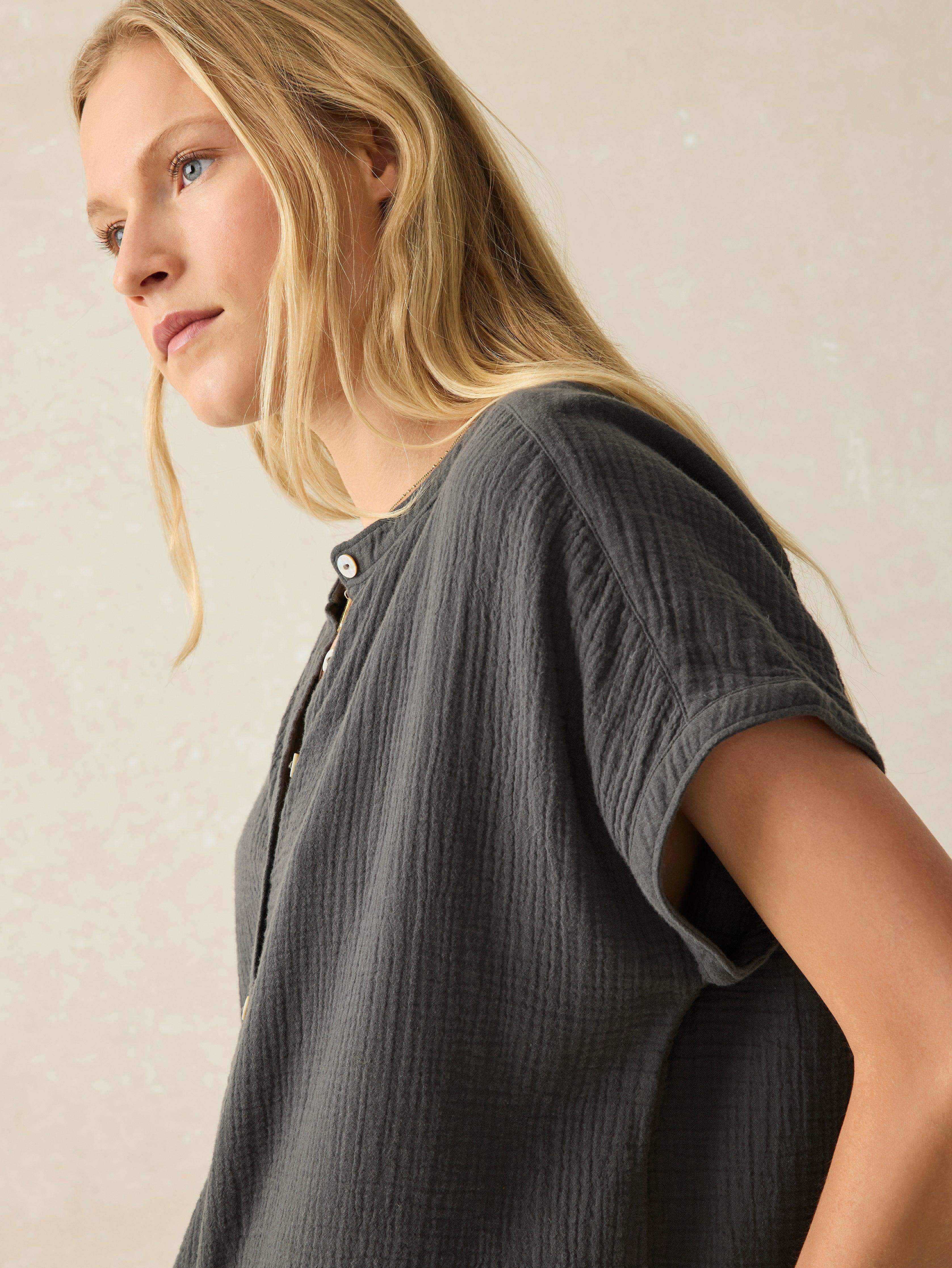 Dream Cotton Gauze Desmond Blouse - Washed Black