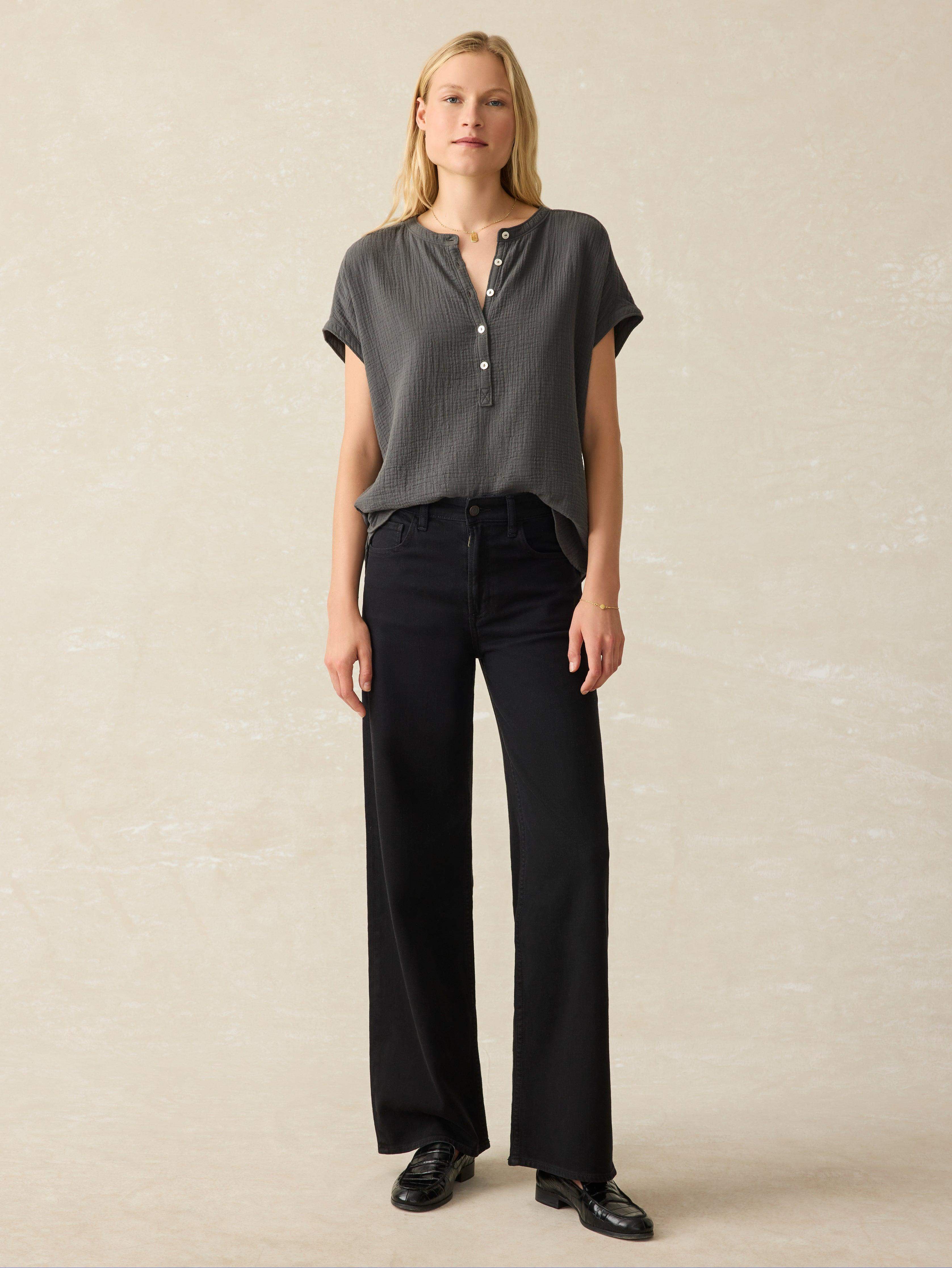Dream Cotton Gauze Desmond Blouse - Washed Black