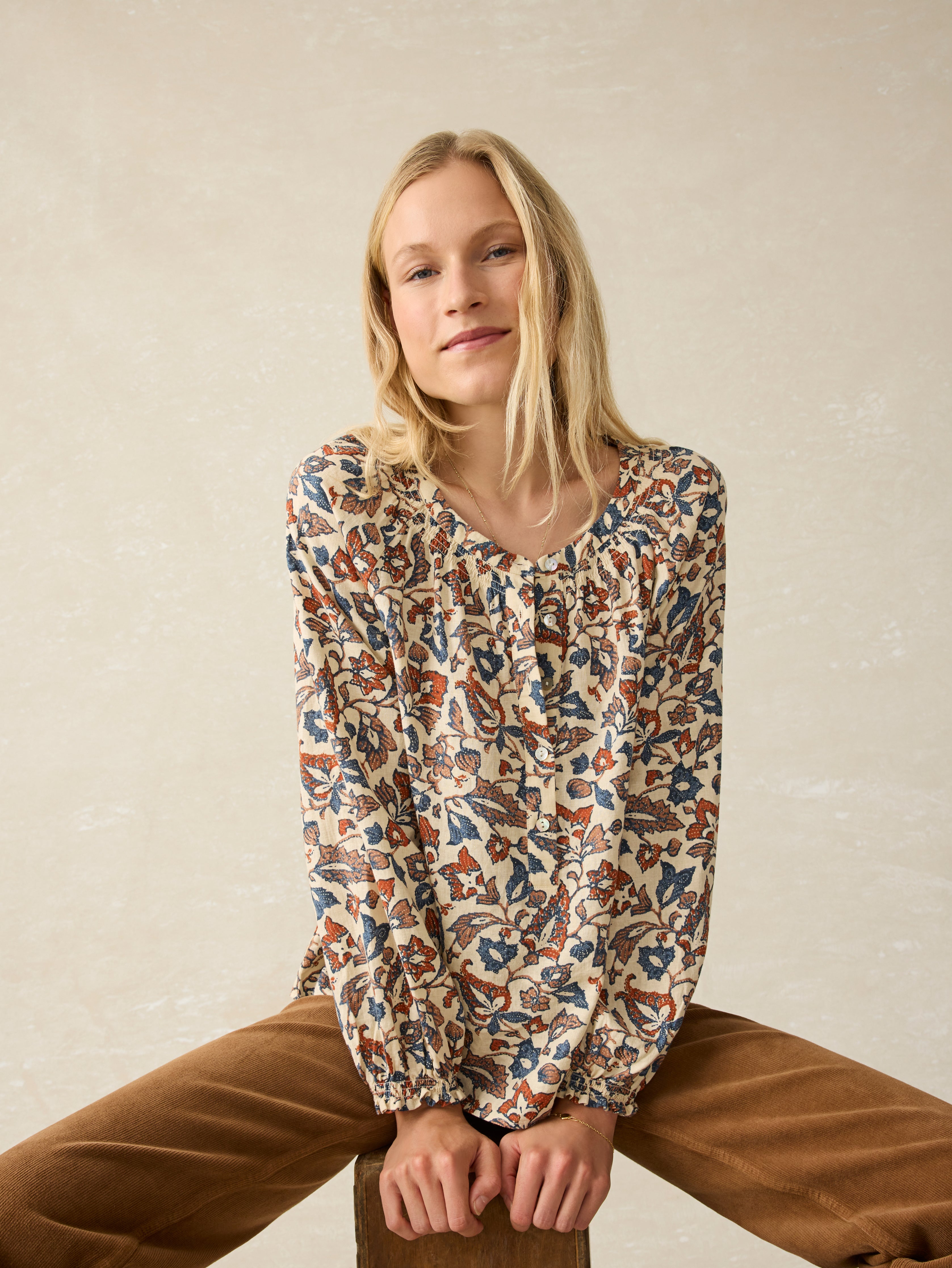 Odette Top - Ginger Maplewood Floral