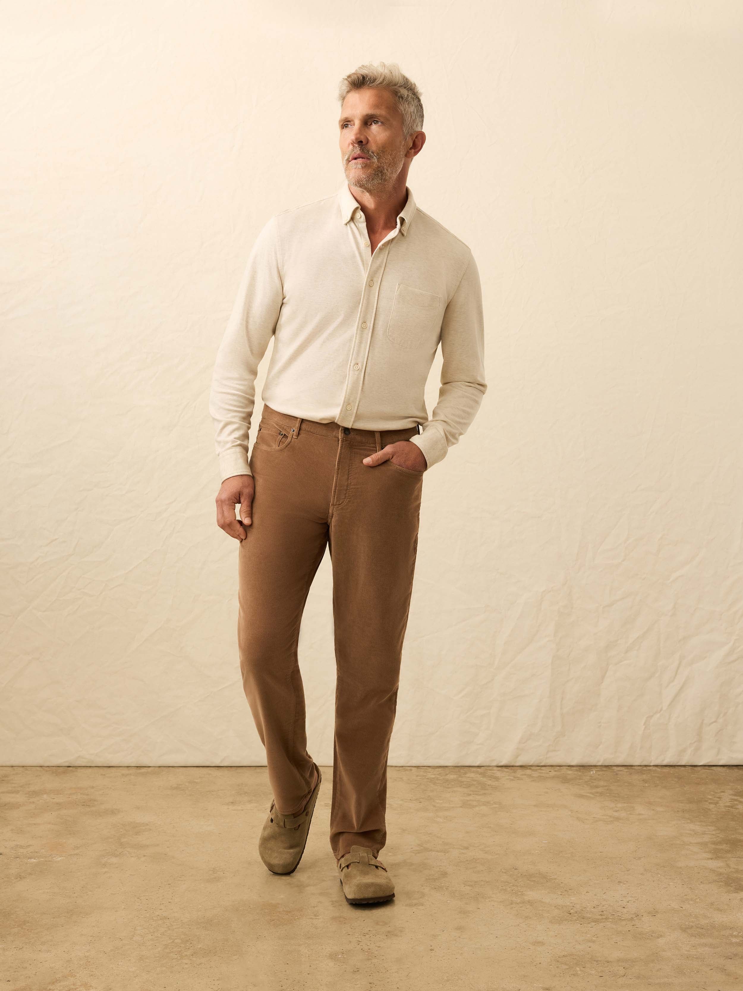  | Stretch Terry Corduroy 5-Pocket Pant - Maple Brown | Faherty Brand