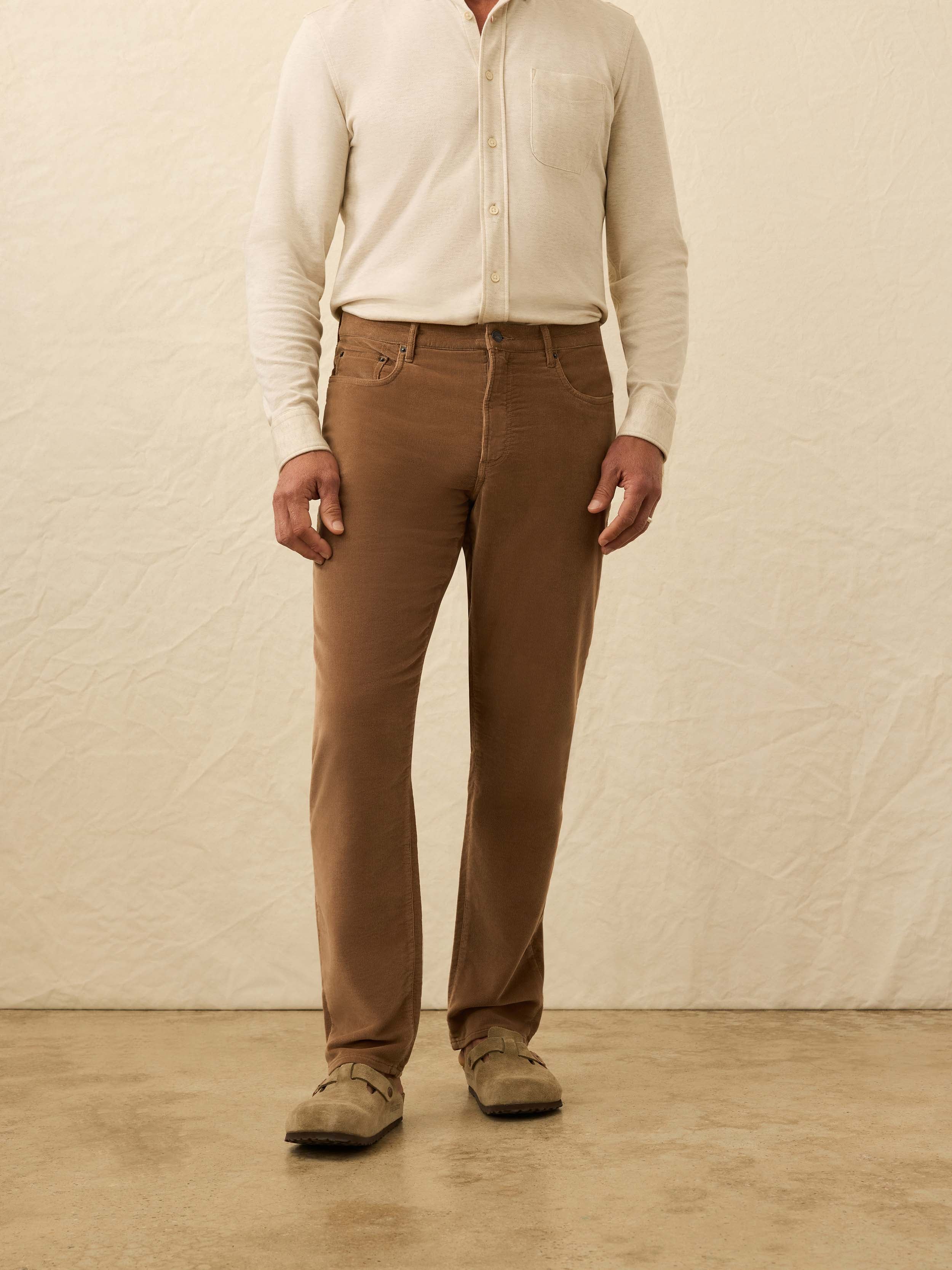  | Stretch Terry Corduroy 5-Pocket Pant - Maple Brown | Faherty Brand