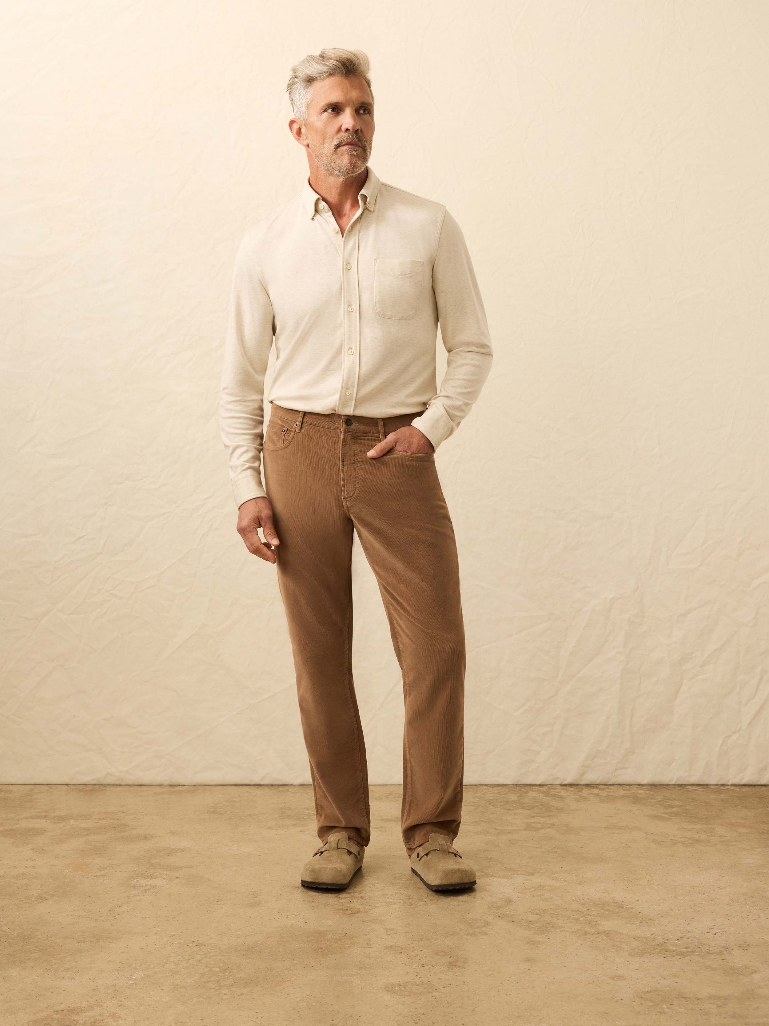  | Stretch Terry Corduroy 5-Pocket Pant - Maple Brown | Faherty Brand