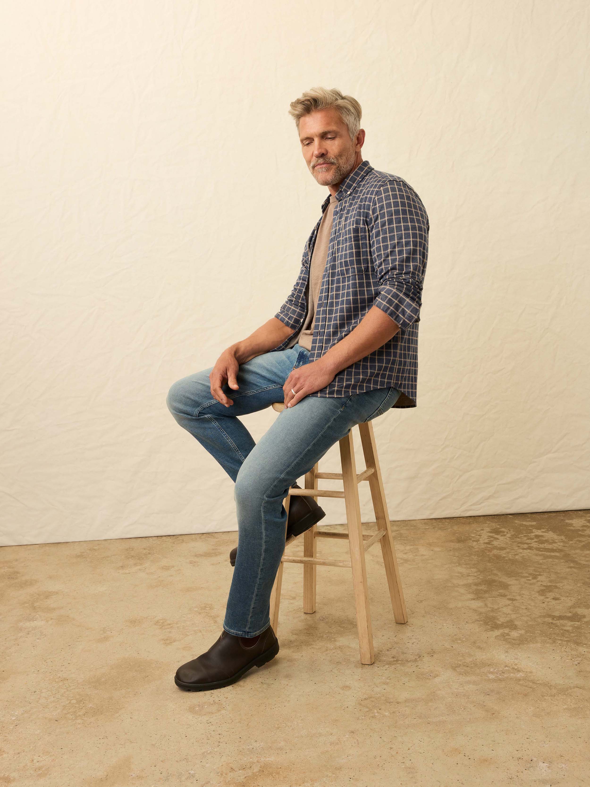 Stretch Terry Indigo 5-Pocket - Indigo Ocean Wash