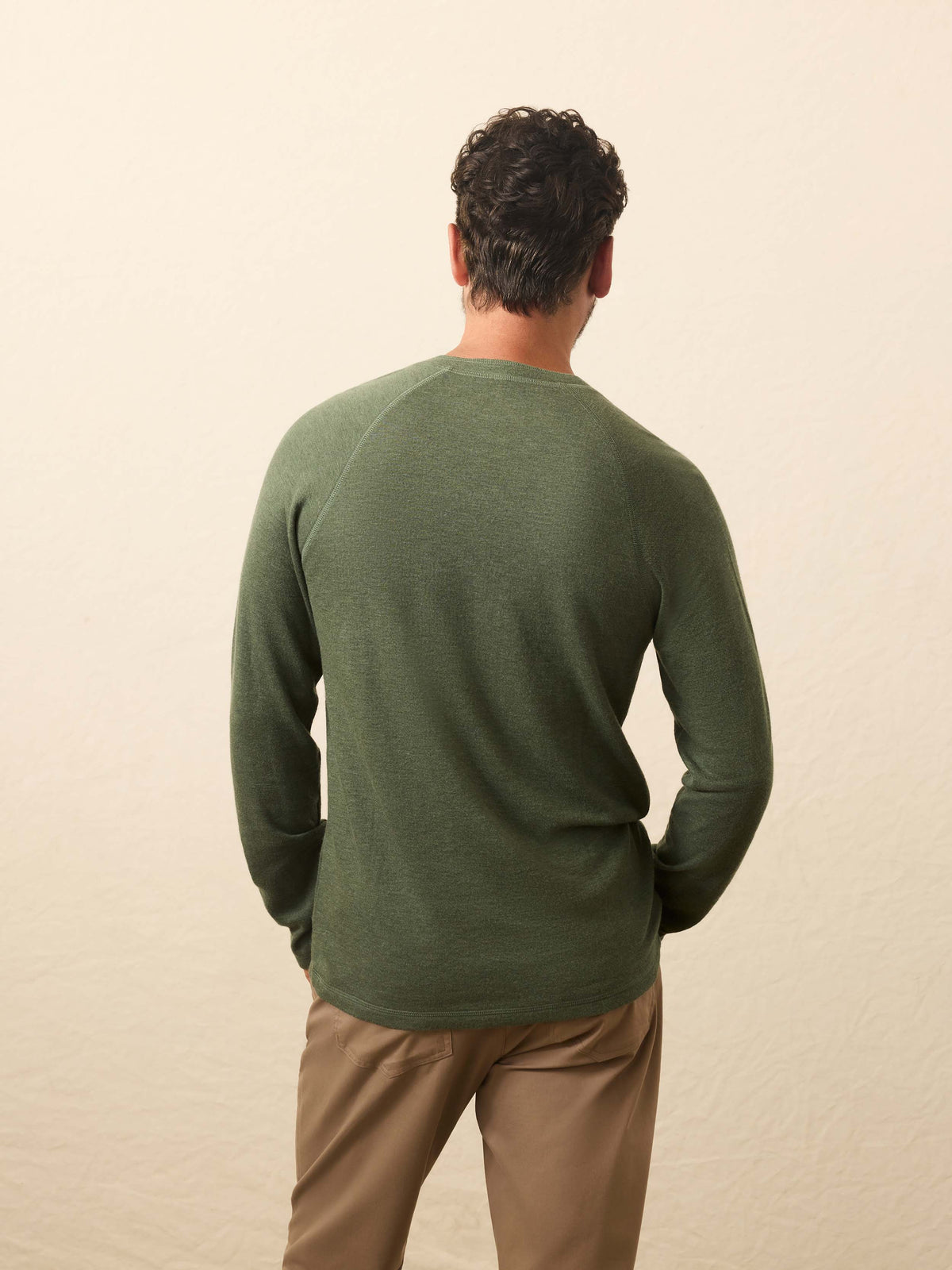 Long-Sleeve Cloud Henley - Deep Fern Heather, image 4 of 5