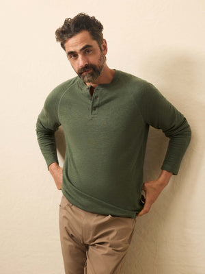 Long-Sleeve Cloud Henley - Deep Fern Heather