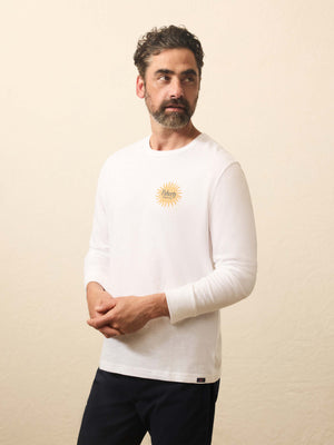 Longs-Sleeve Sunwashed Graphic Tee - White