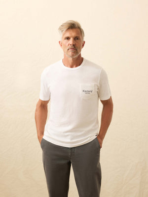 Nazare Sunwashed Pocket Tee - White
