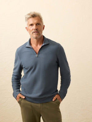 Textured Knit Quarter Zip - Breaker Blue