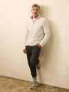 Textured Knit Quarter Zip - Snow Grey Heather