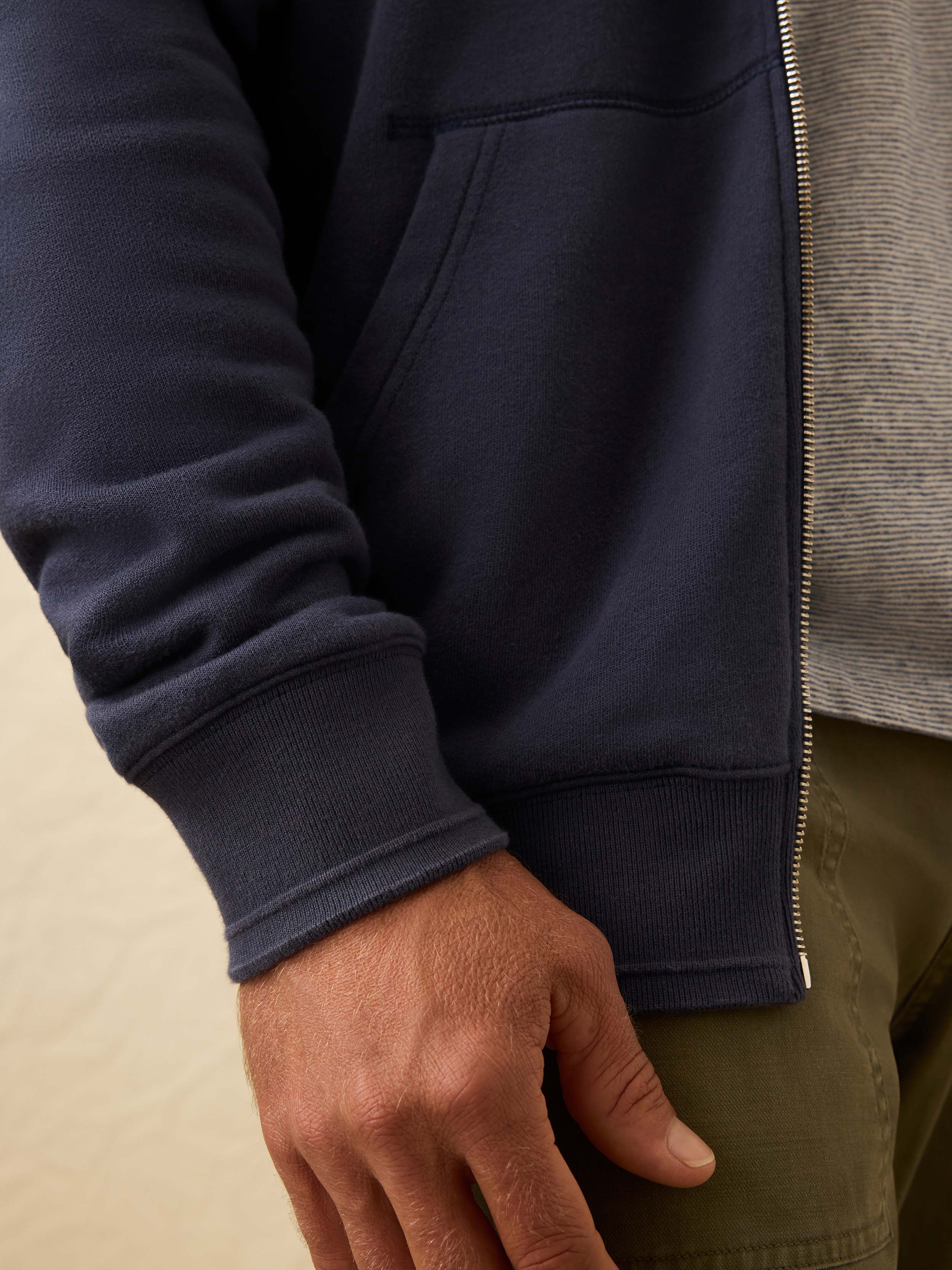 Flannel Lined Full Zip Hoodie - Dark Ocean | Faherty Brand
