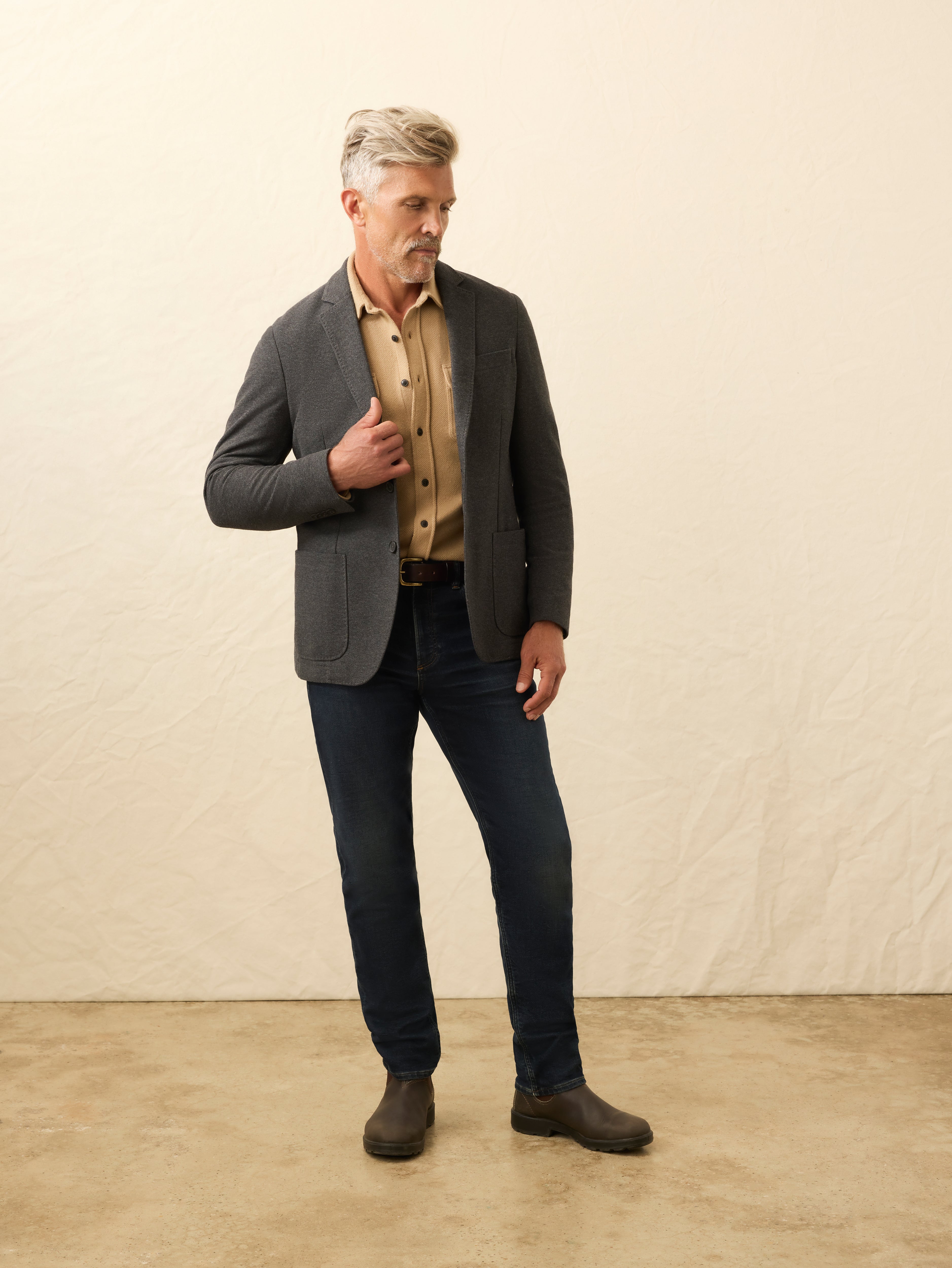 Knit Blazer - Charcoal Cliff