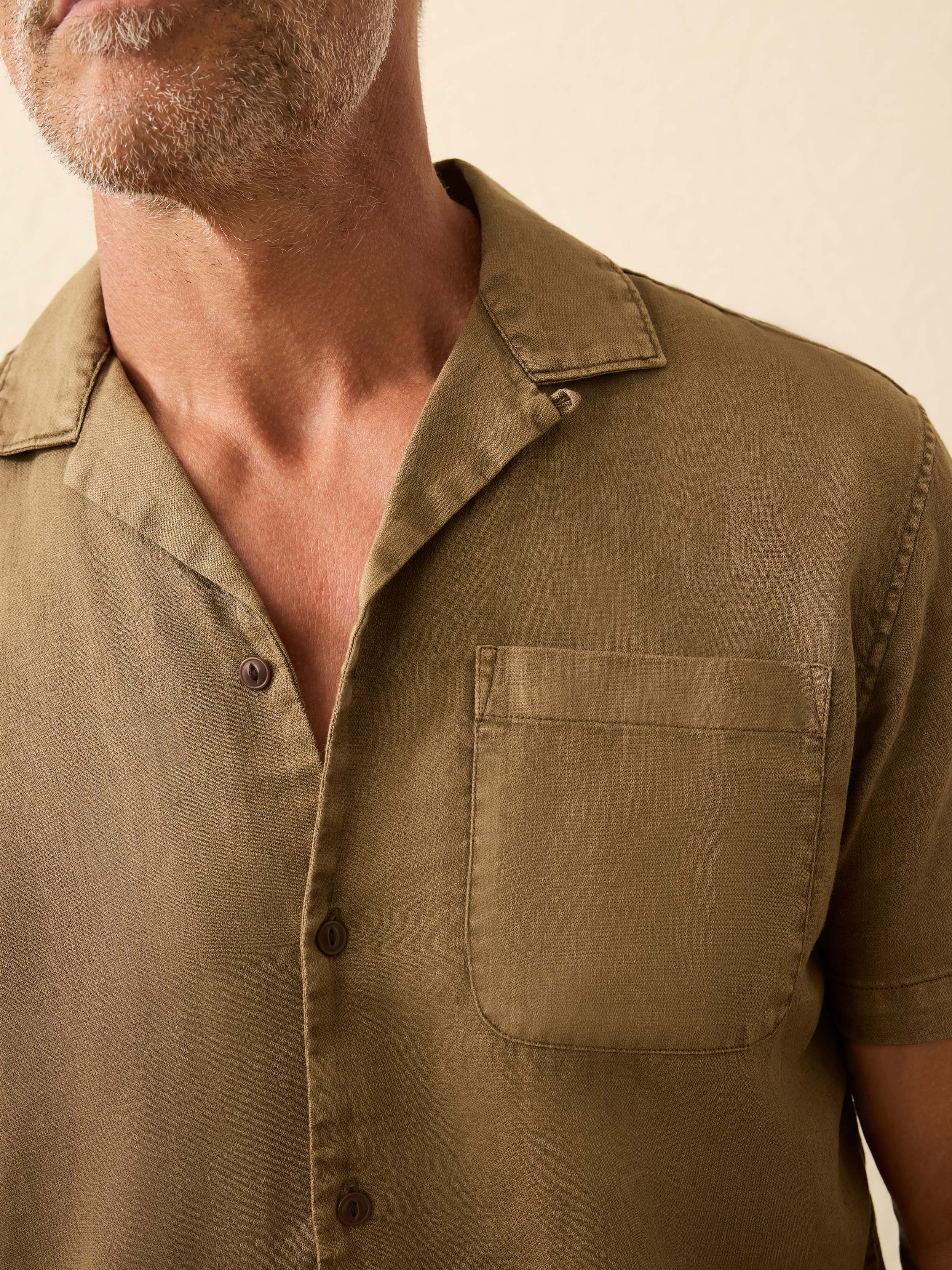 Short-Sleeve Hemp Blend Shirt - Timber | Faherty Brand