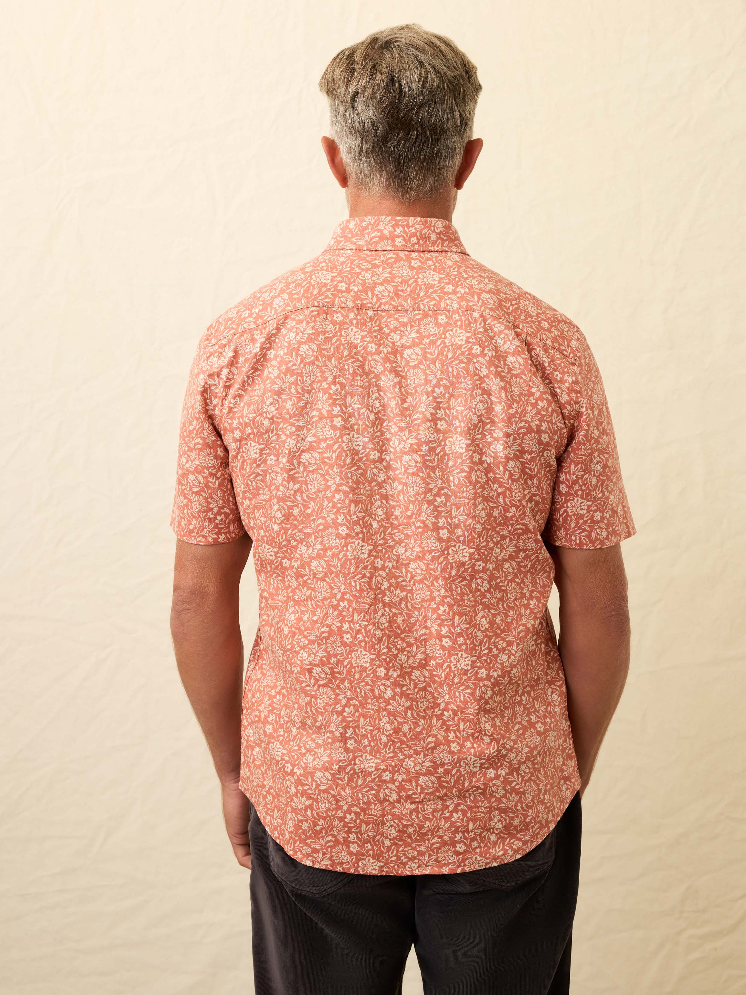 Short- Sleeve Breeze Shirt - Coral Beach Floral