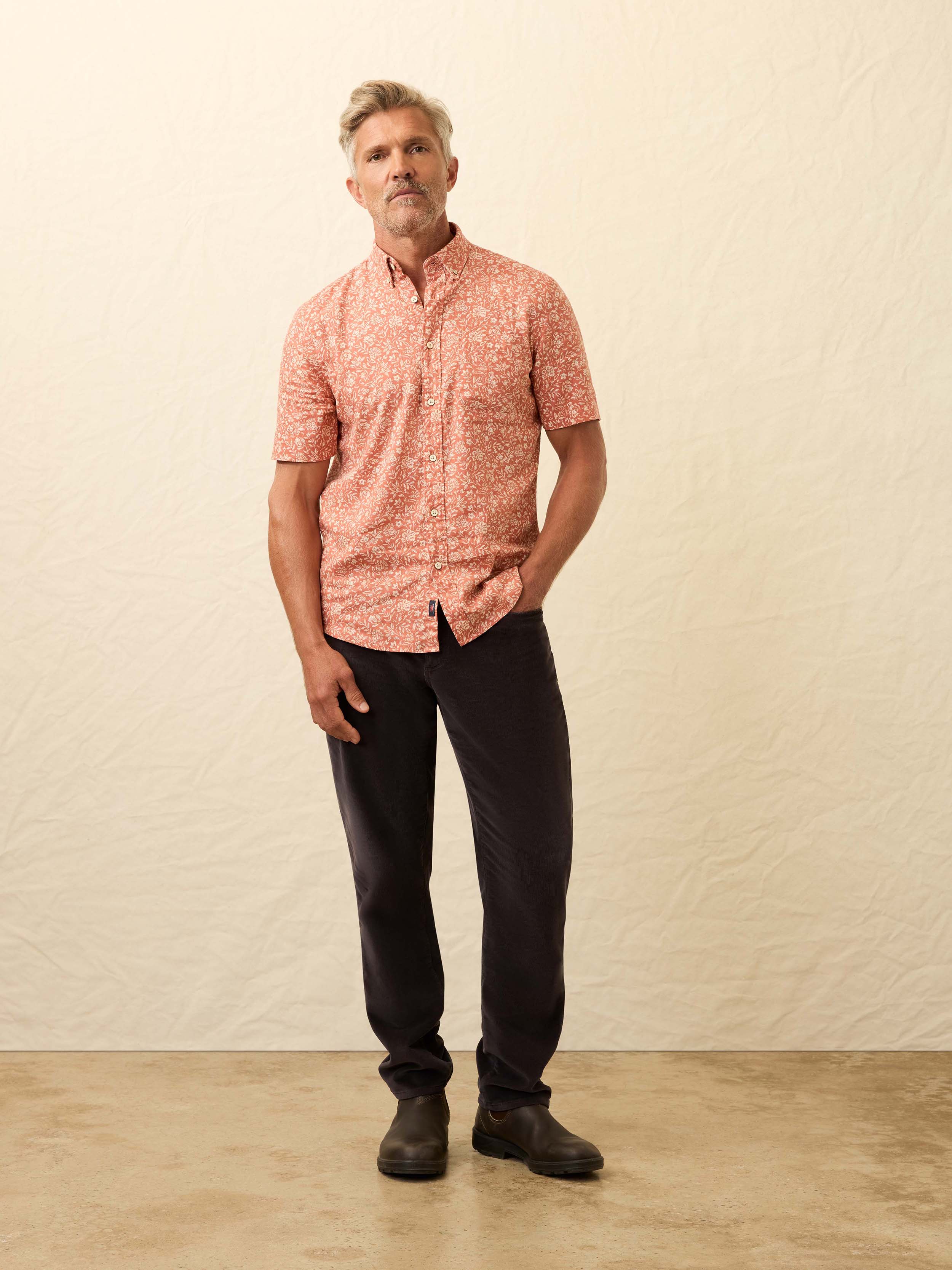 Short- Sleeve Breeze Shirt - Coral Beach Floral