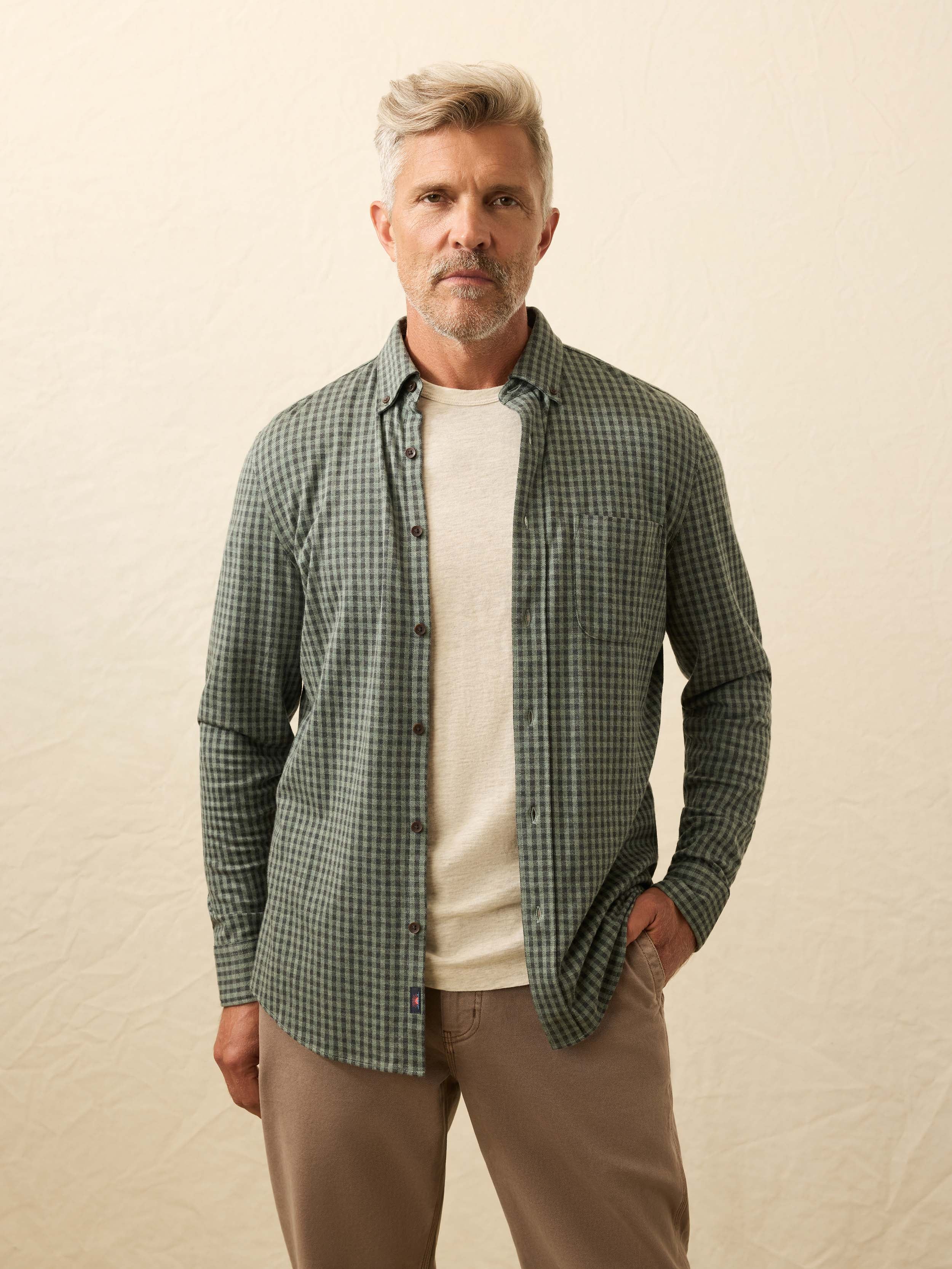 Coastline Knit Shirt - Forest Road Gingham