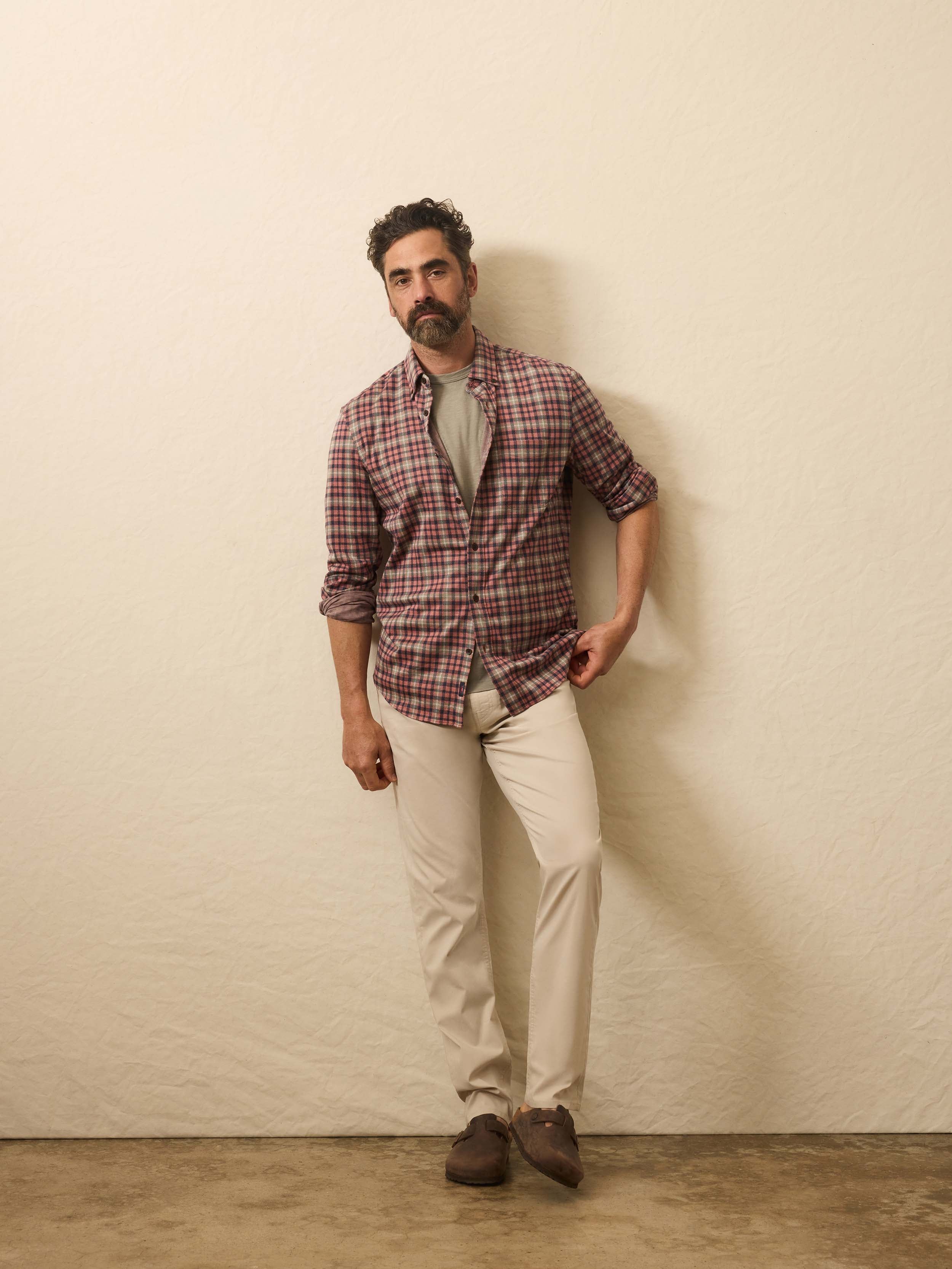 Coastline Knit Shirt - Redstone Forest Plaid