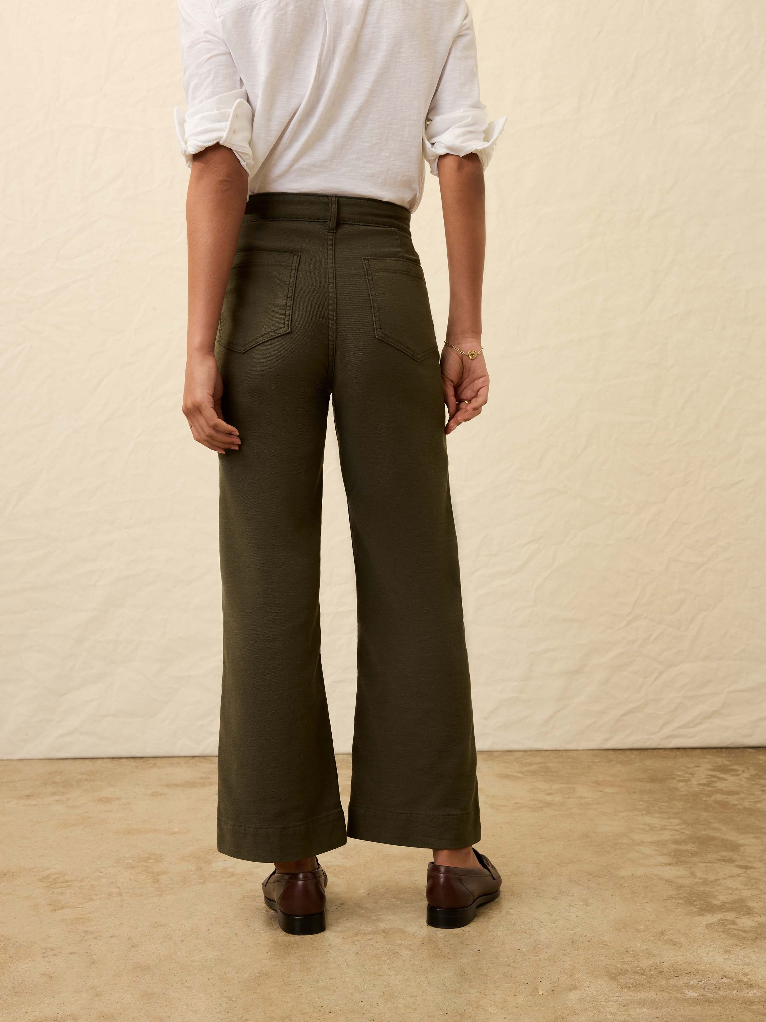 Stretch Terry Patch Pocket Ankle Pant - Forest Olive