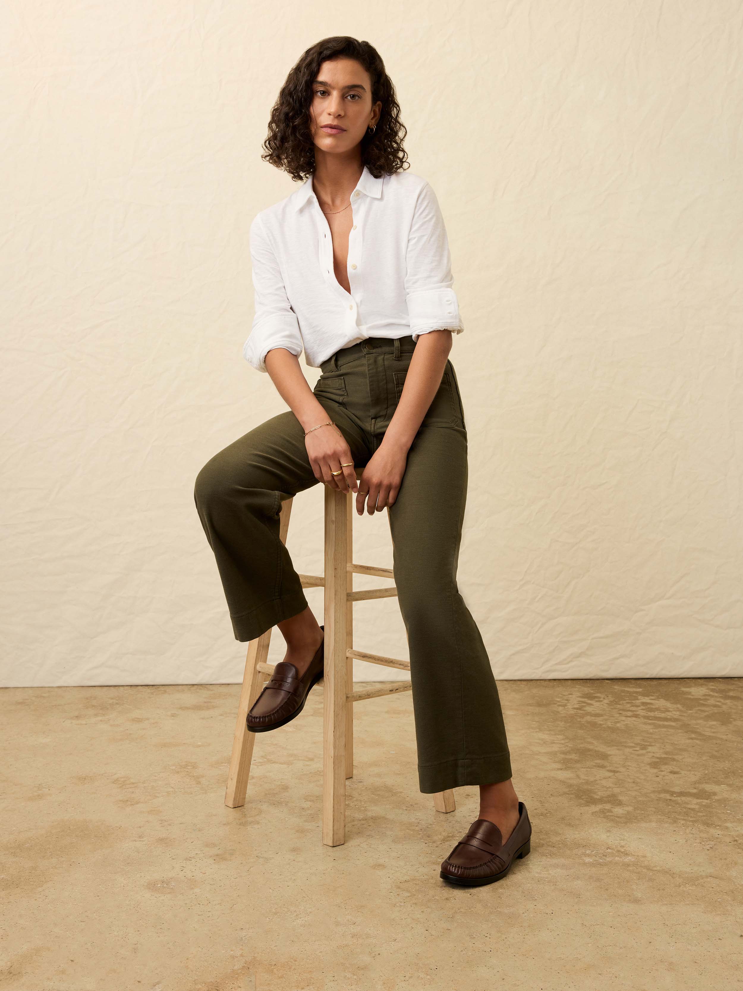 Stretch Terry Patch Pocket Ankle Pant - Forest Olive