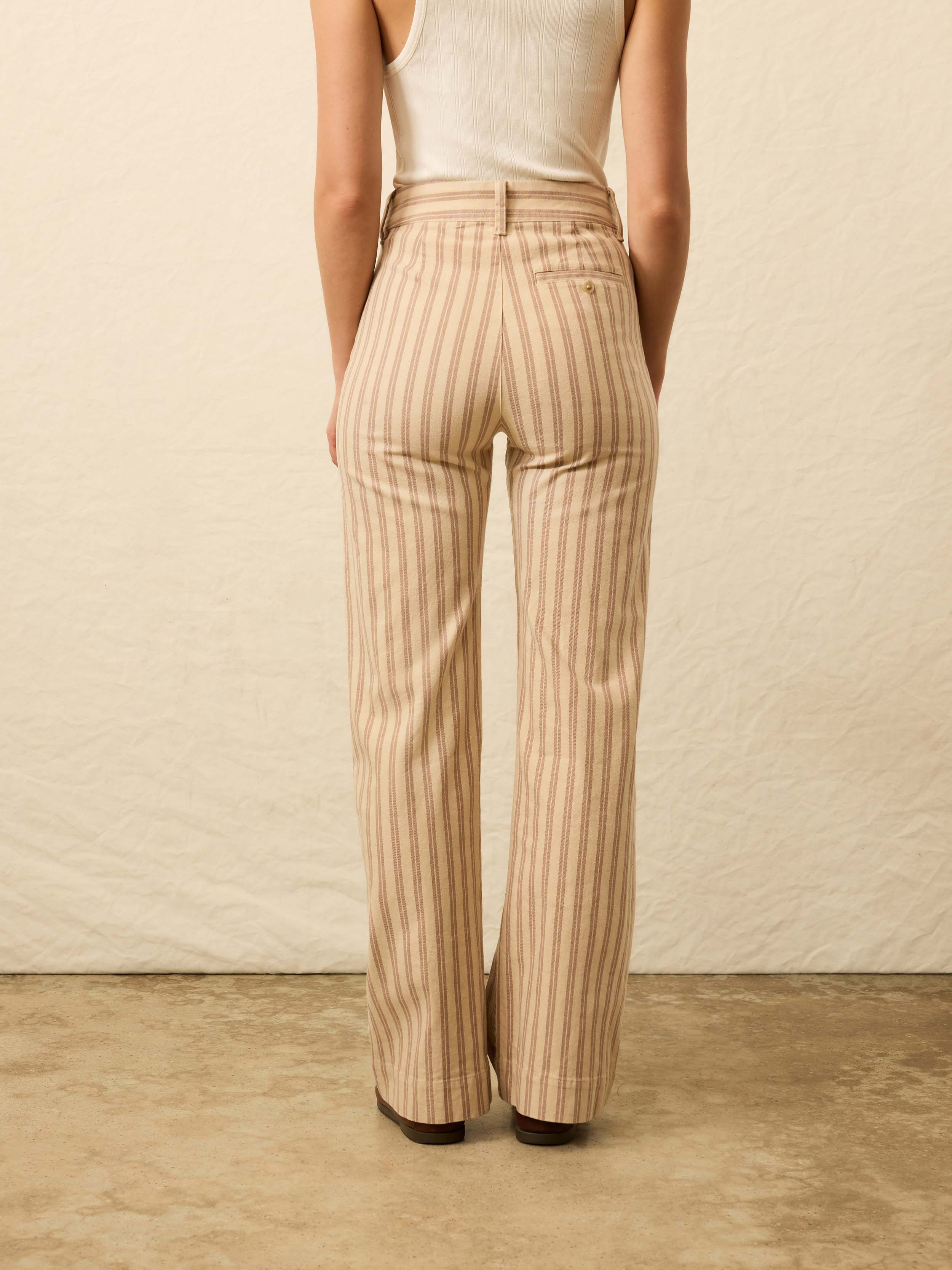 Twill Tide Slim Straight Pant - Pebble Shore Stripe