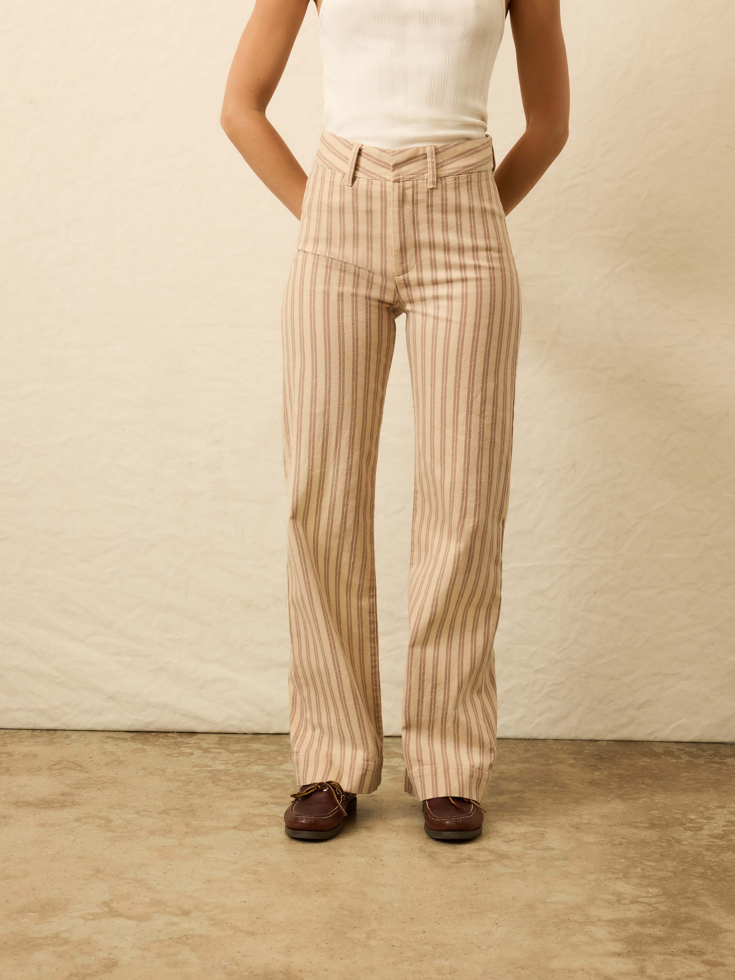Twill Tide Slim Straight Pant - Pebble Shore Stripe