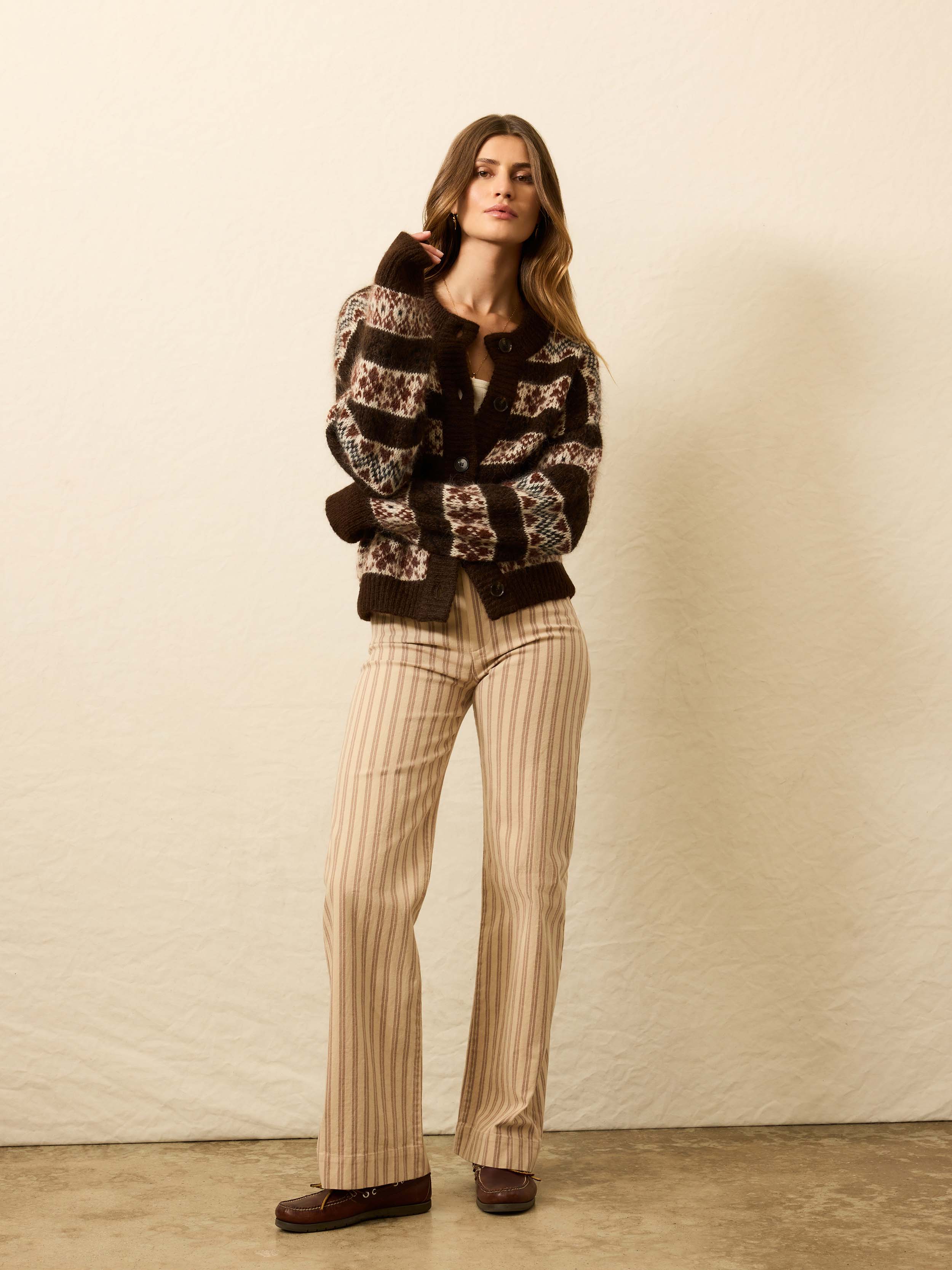 Twill Tide Slim Straight Pant - Pebble Shore Stripe