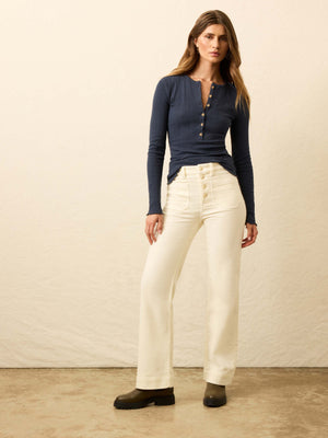 Stretch Terry Cord Patch Pocket Pant - Egret