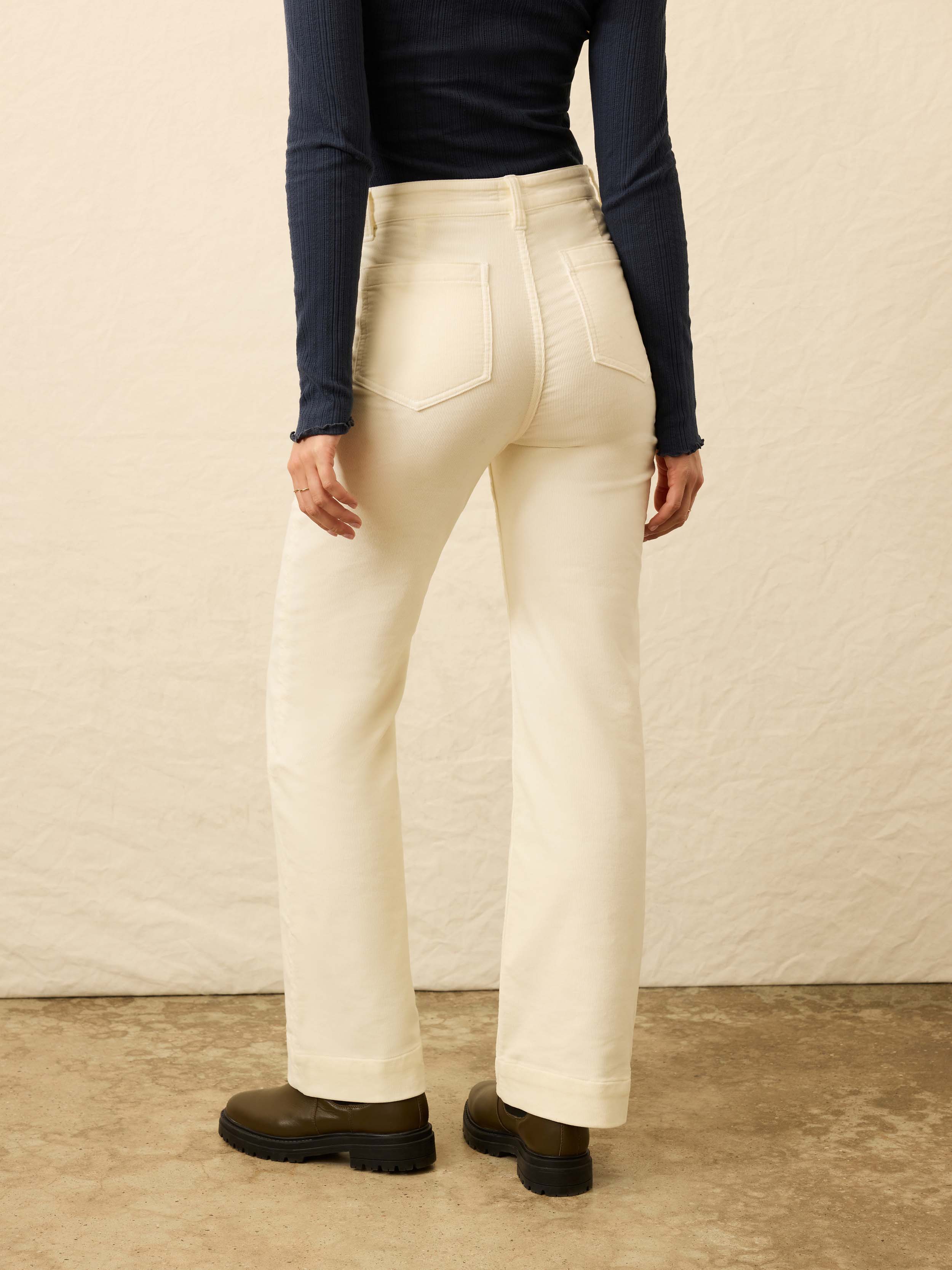 Stretch Terry Cord Patch Pocket Pant - Egret