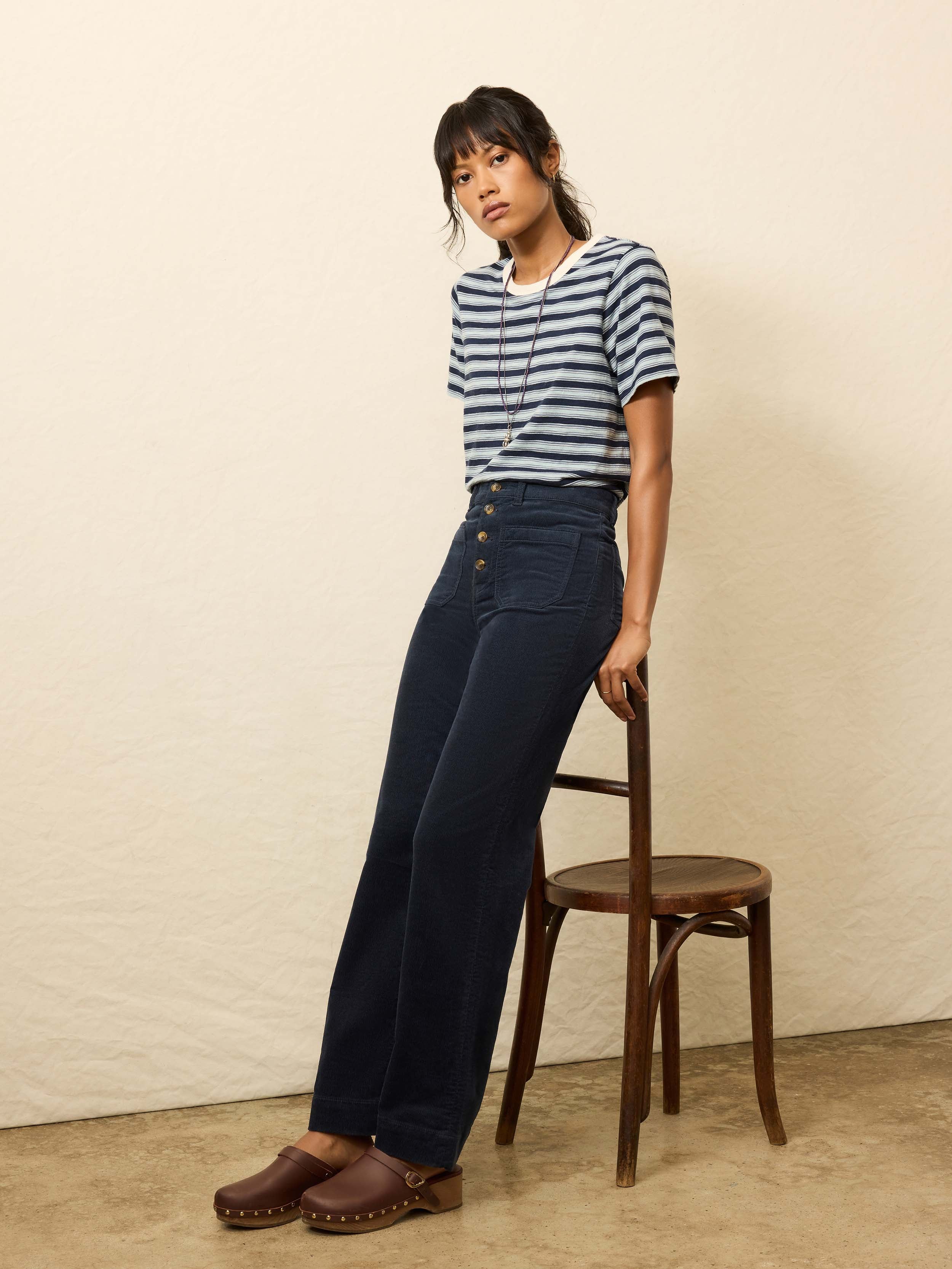 (取寄) ファリティ レディース ストレッチ テリー コード パッチ ポケット パンツ Faherty women Stretch Terry Cord Patch Pocket Pants Abyss Navy Stretch Terry Cord Patch Pocket Pant - Abyss Navy | Faherty Brand