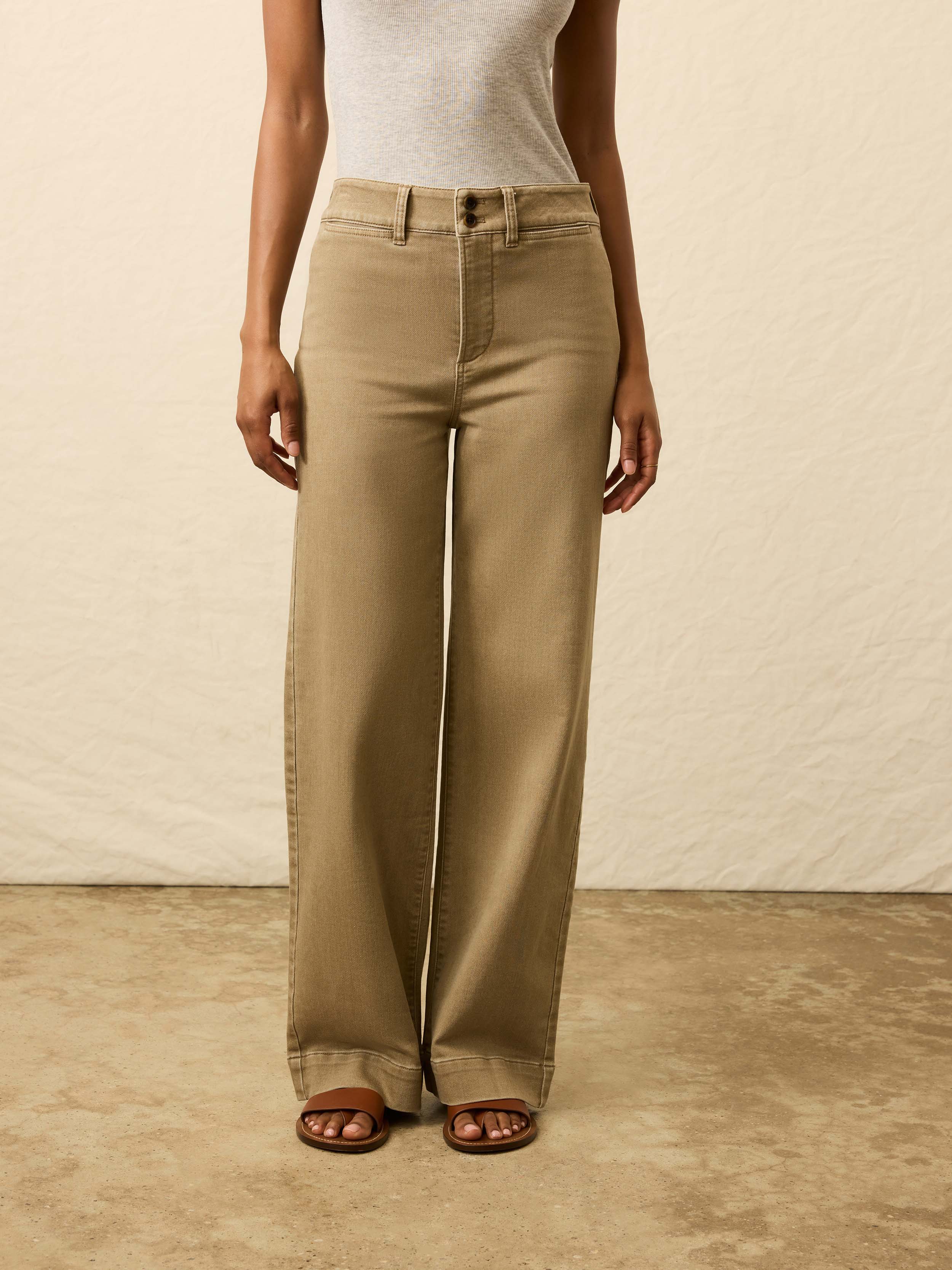 Stretch Terry Sailor Trouser - Desert Khaki