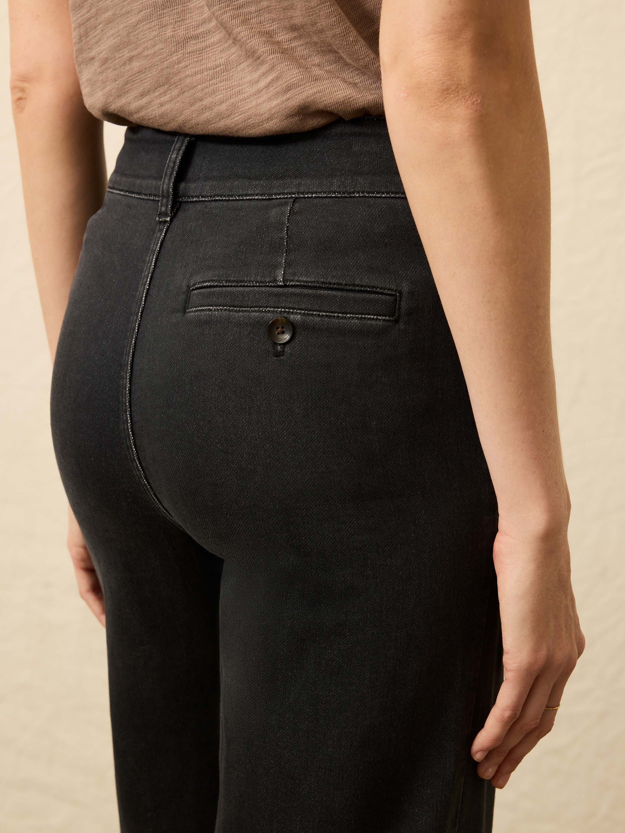 Stretch Terry Sailor Trouser - Onyx Black