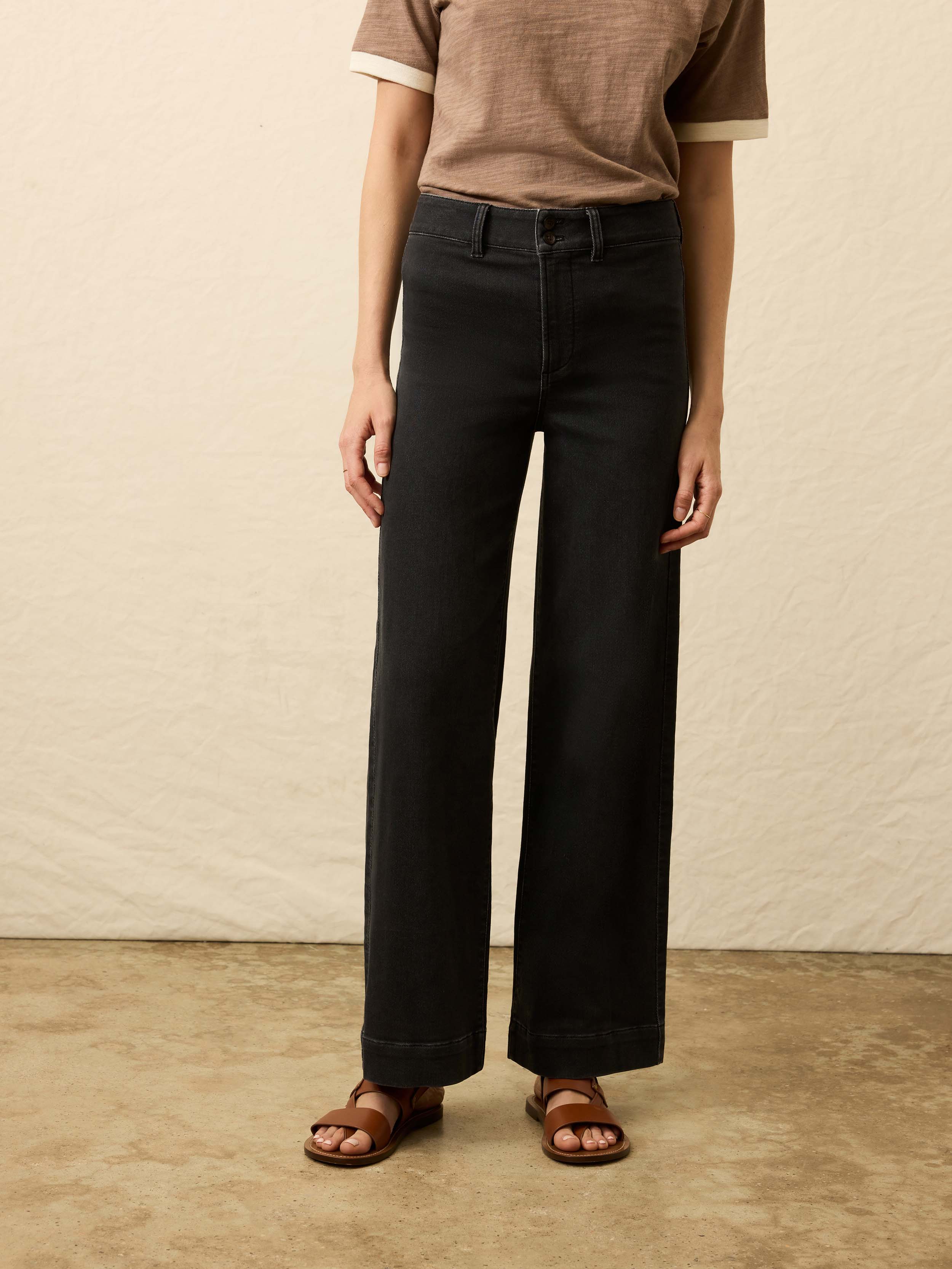 Stretch Terry Sailor Trouser - Onyx Black