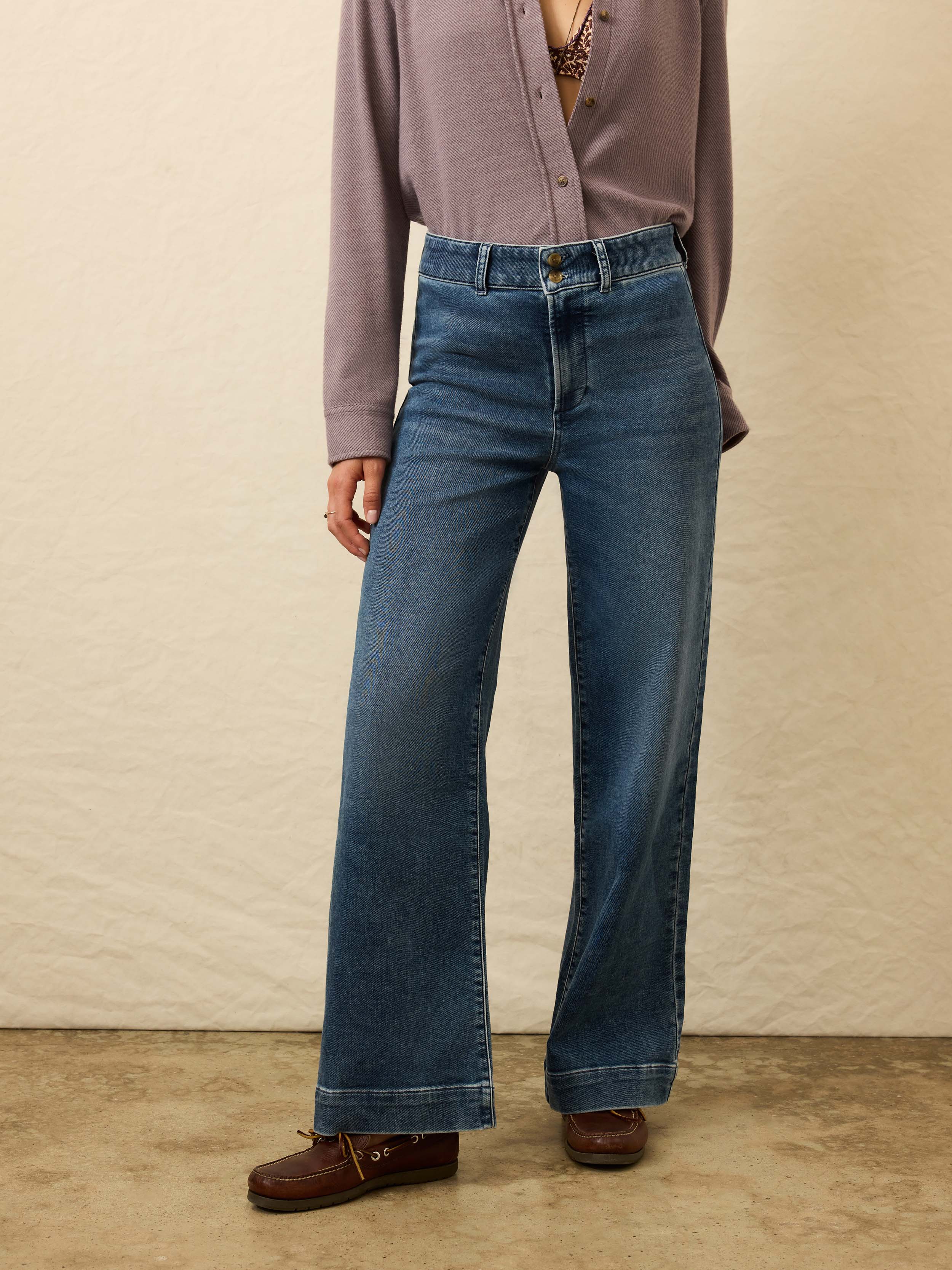 Stretch Terry Sailor Trouser - Bayshore Wash