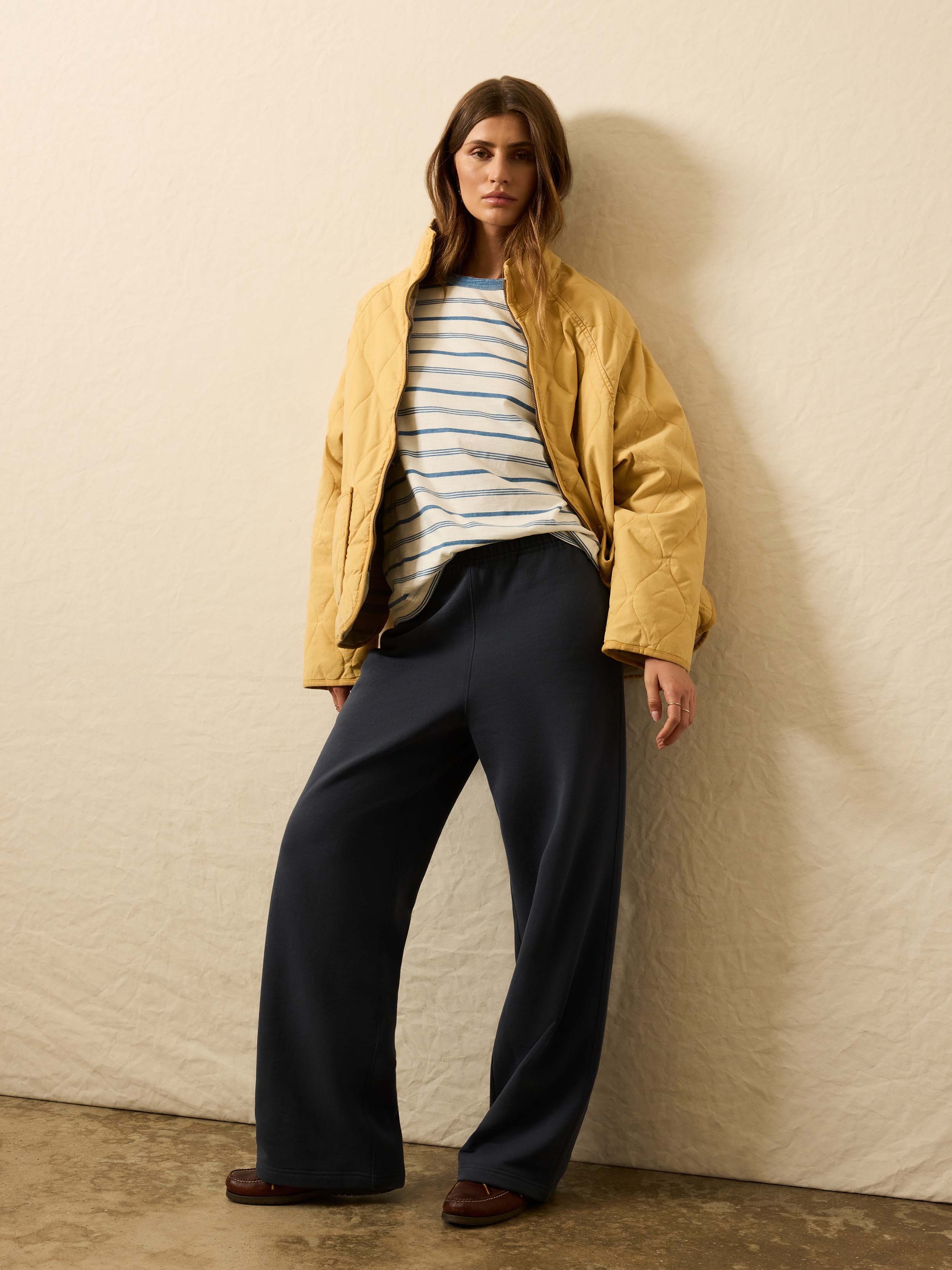 High Standard Fleece Wide Leg Sweatpant - Blue Nights