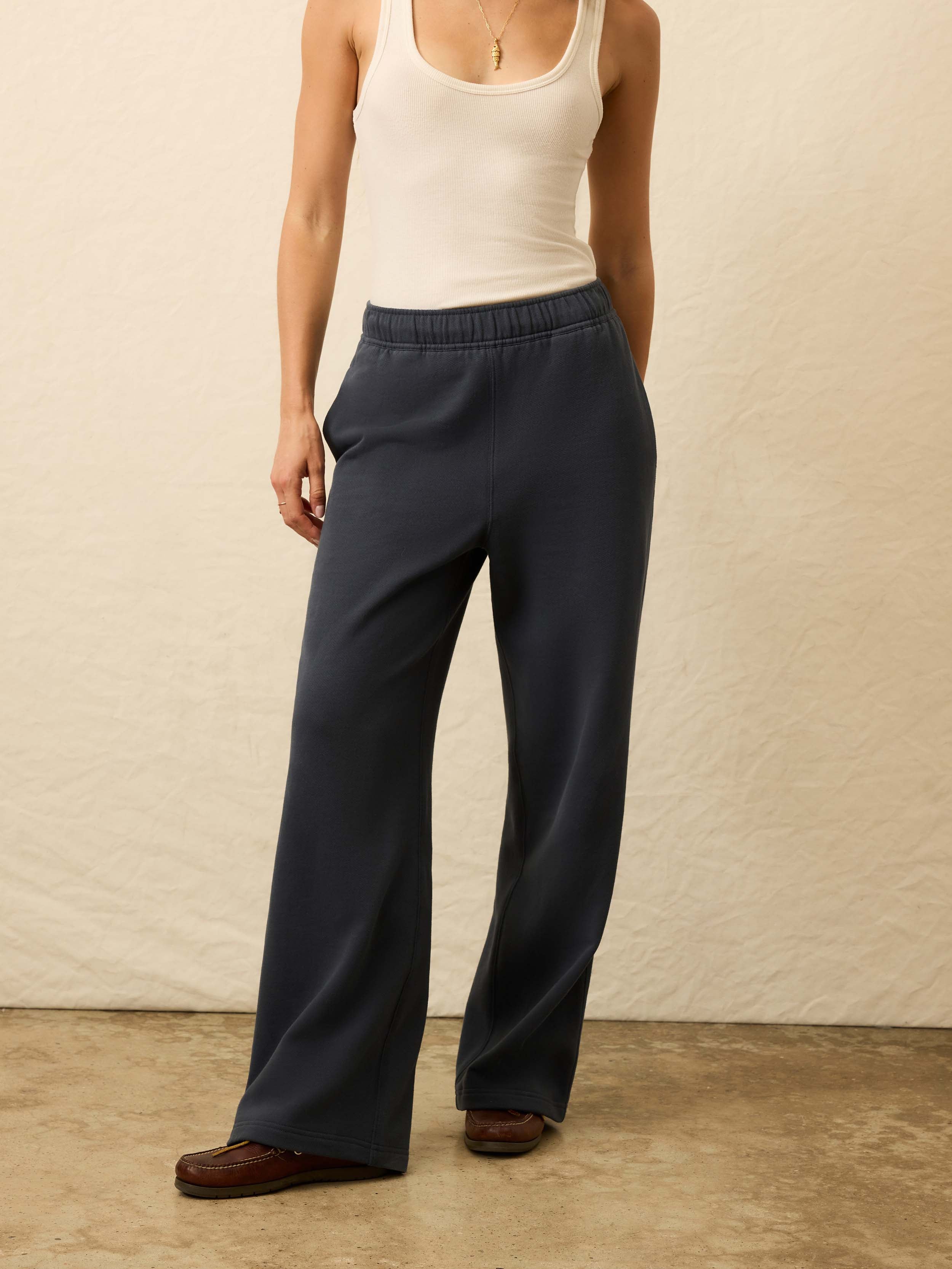 High Standard Fleece Wide Leg Sweatpant - Blue Nights