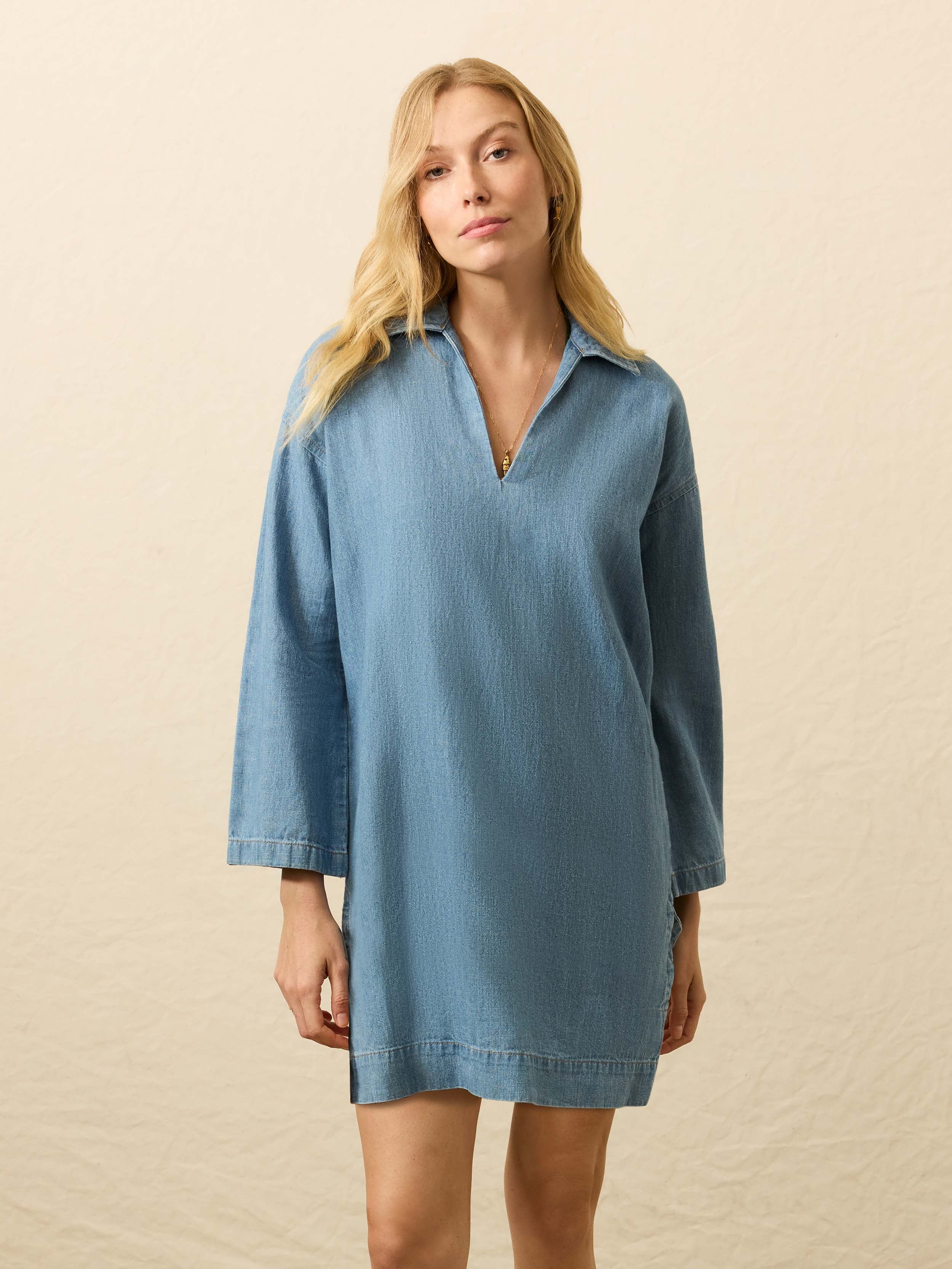 Linen Denim Sail Away Dress - Bluecrest Wash