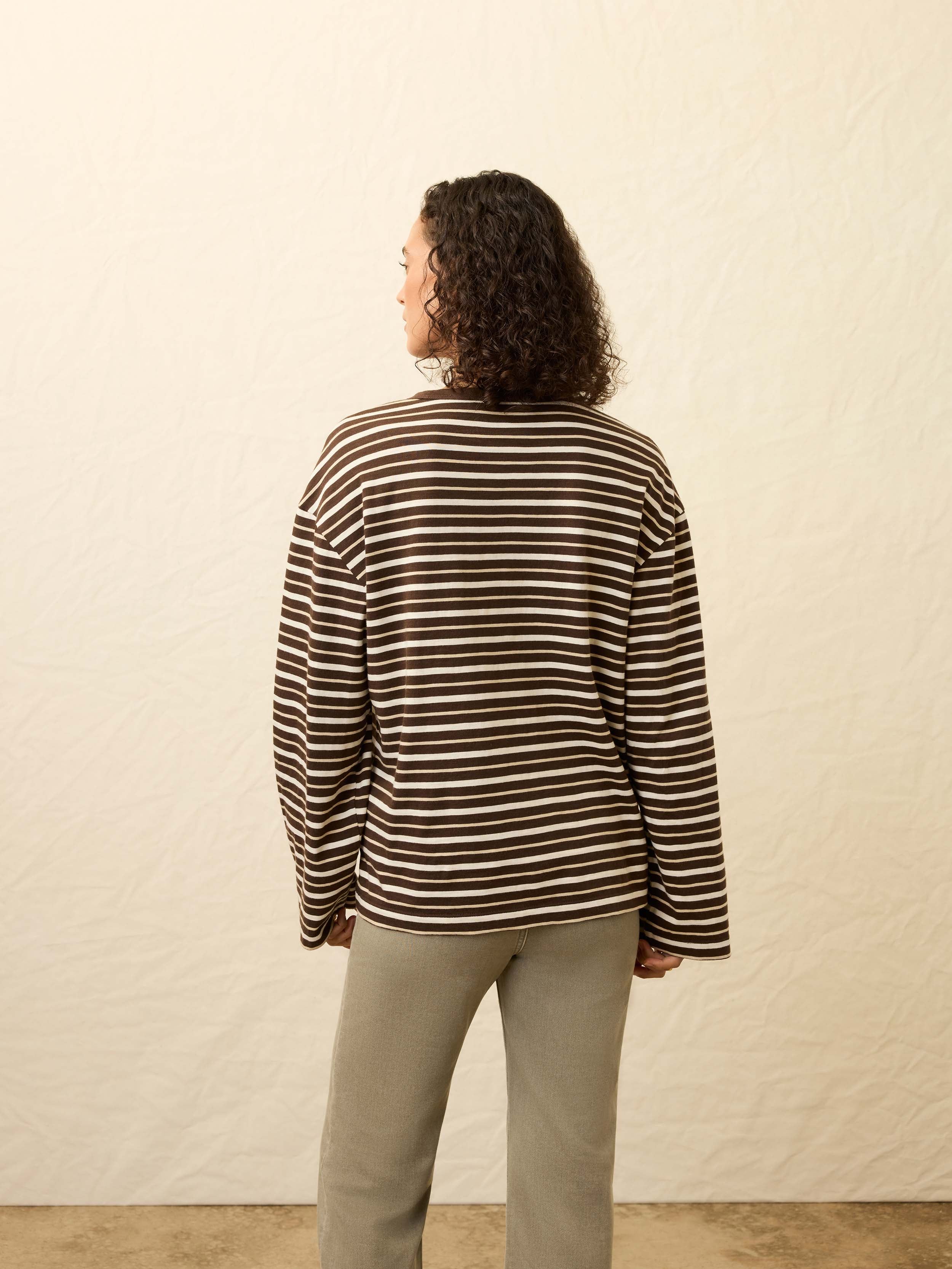Sunwashed Long-Sleeve Retro Tee - Sand Drift Stripe