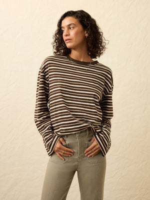 Sunwashed Long-Sleeve Retro Tee - Sand Drift Stripe