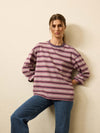 Sunwashed Long-Sleeve Retro Tee - Plum Berry Stripe