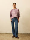 Sunwashed Long-Sleeve Retro Tee - Plum Berry Stripe