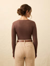Paradise Pointelle Henley - Chocolate Brown