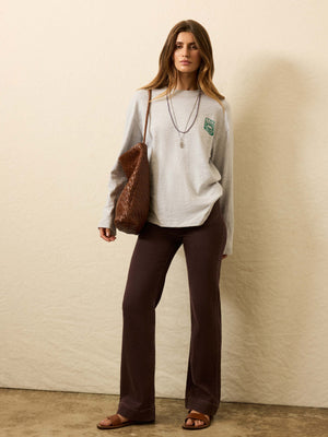 Sunwashed Slub Long-Sleeve Relaxed Tee - Light Grey Heather